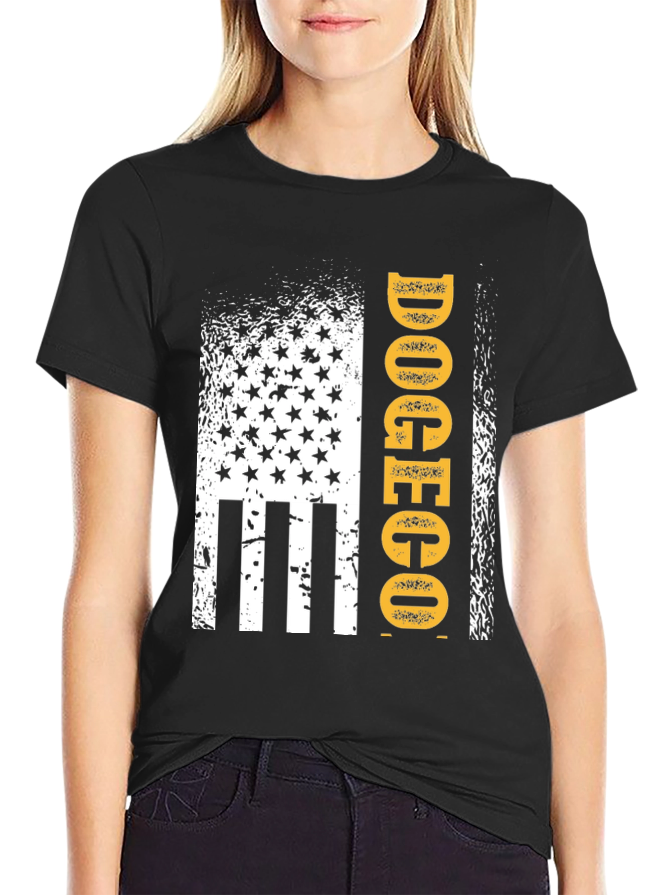 DOGECO Funny Graphic Tee American Flag Style
