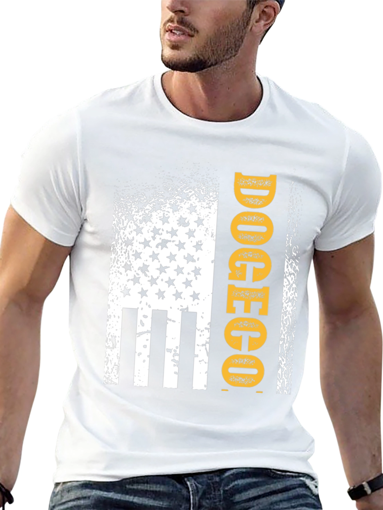 DOGECO Funny Graphic Tee American Flag Style