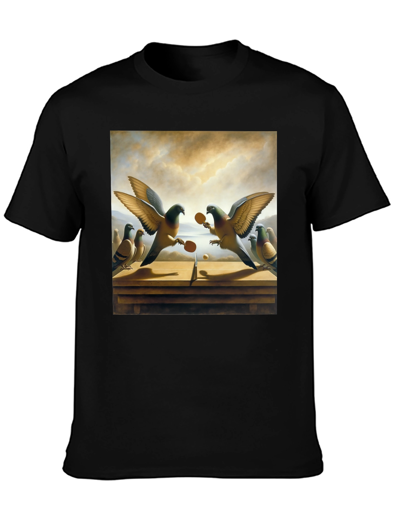 Pigeon Ping Pong Graphic Tee - Unique Bird Art