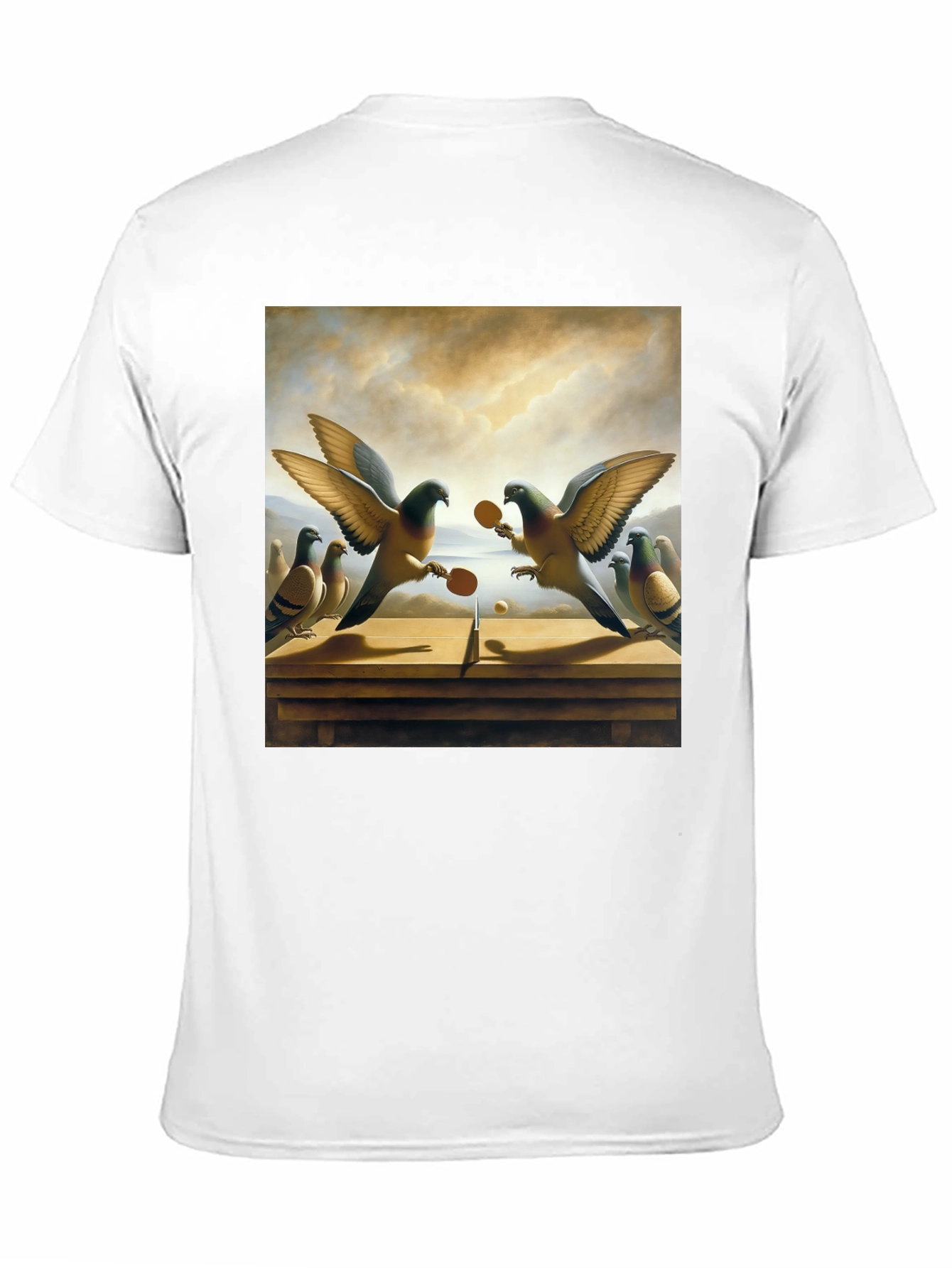 Pigeon Ping Pong Graphic Tee - Unique Bird Art