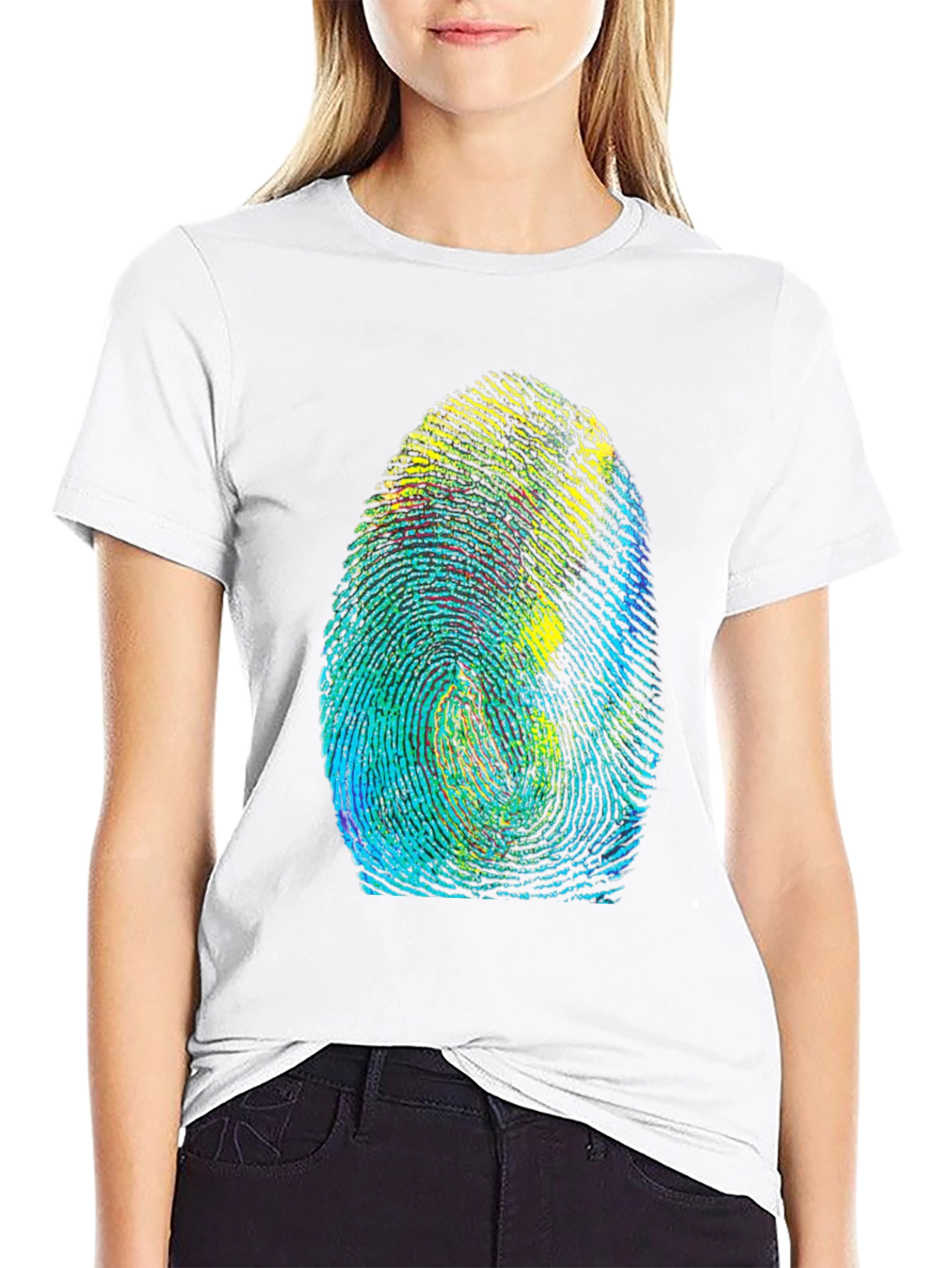 Unique Fingerprint Graphic Tee - Black