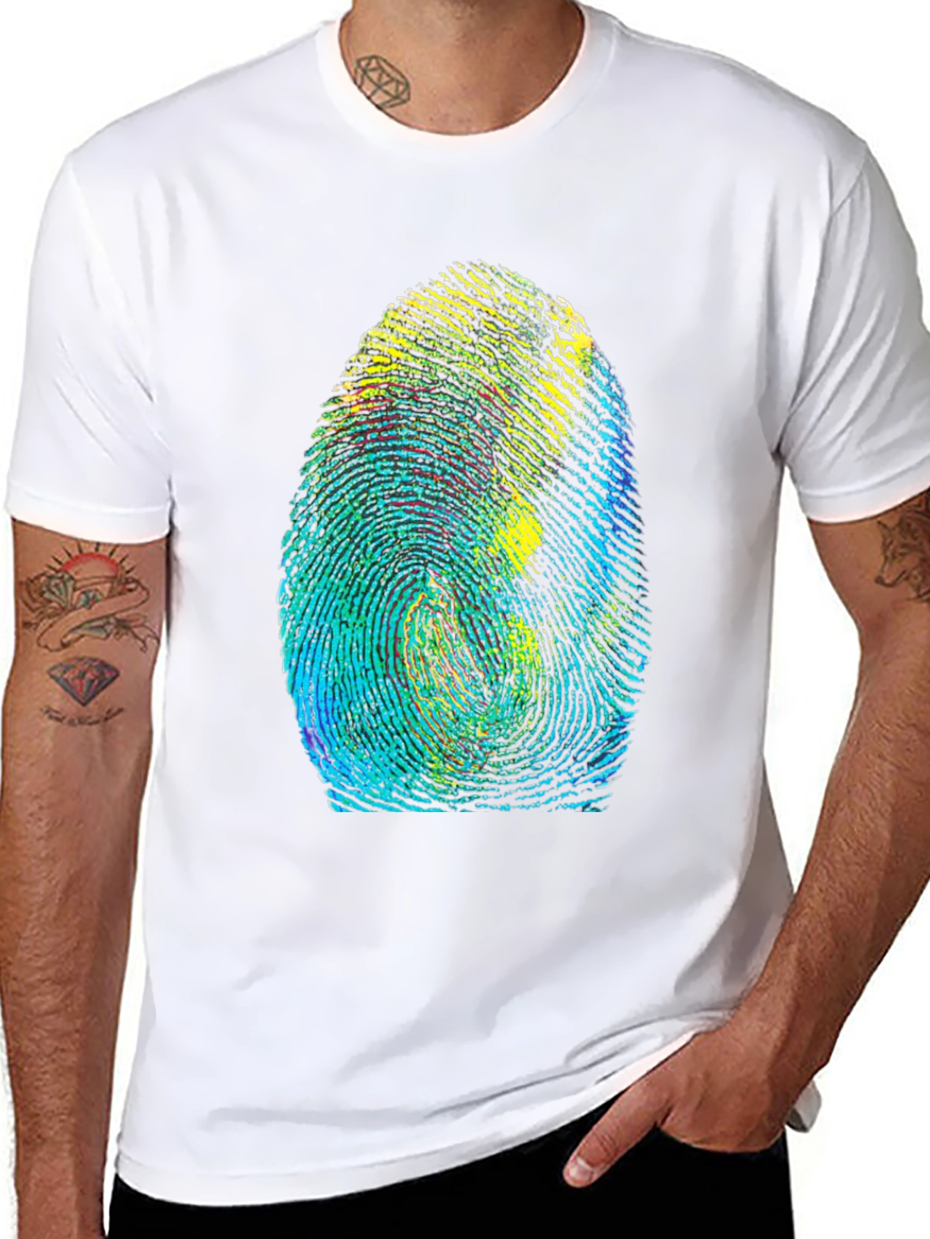 Unique Fingerprint Graphic Tee - Black