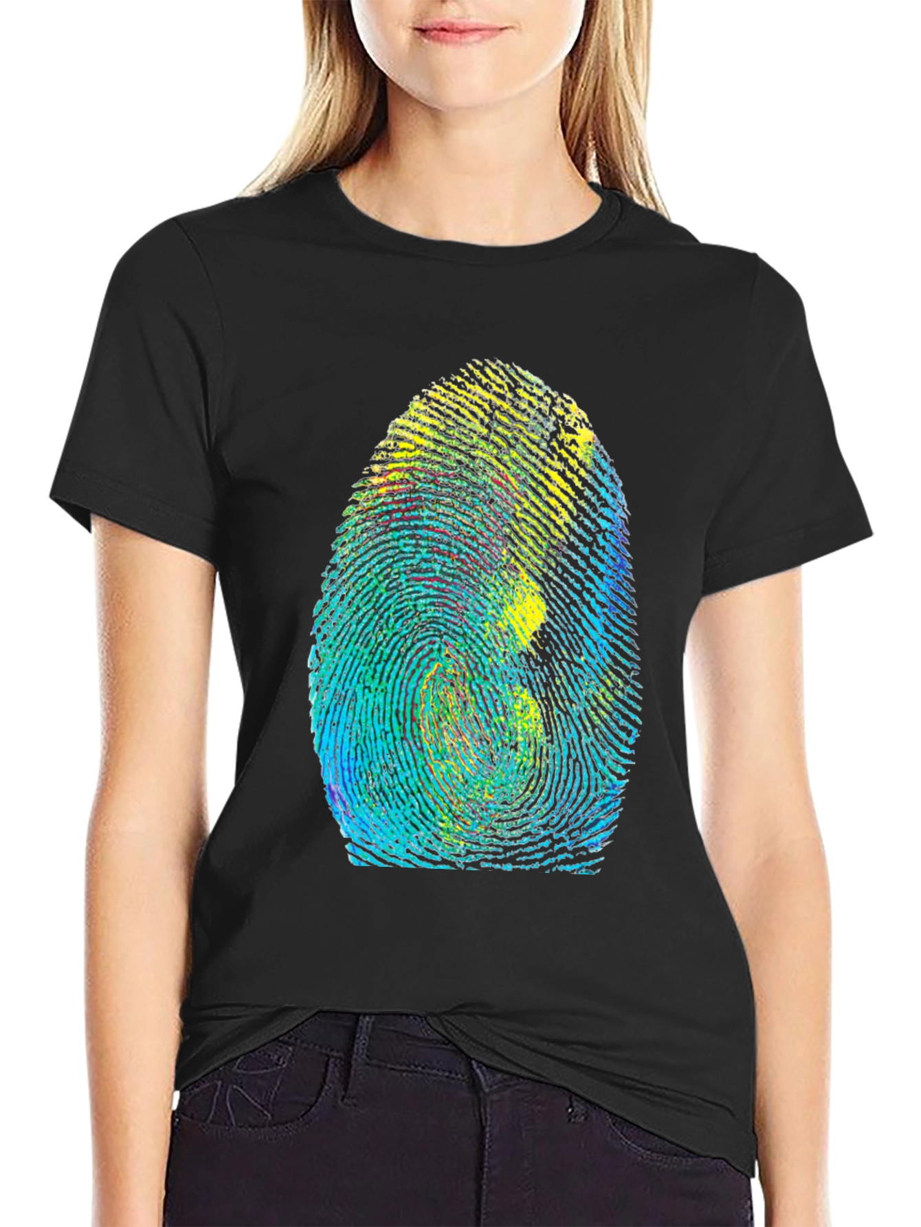 Unique Fingerprint Graphic Tee - Black