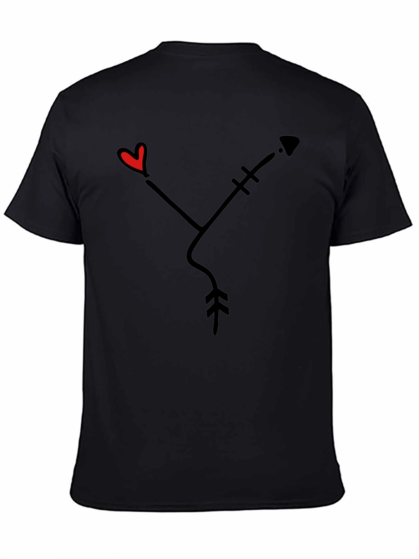 Heart Arrow Graphic Tee - Black Casual Shirt