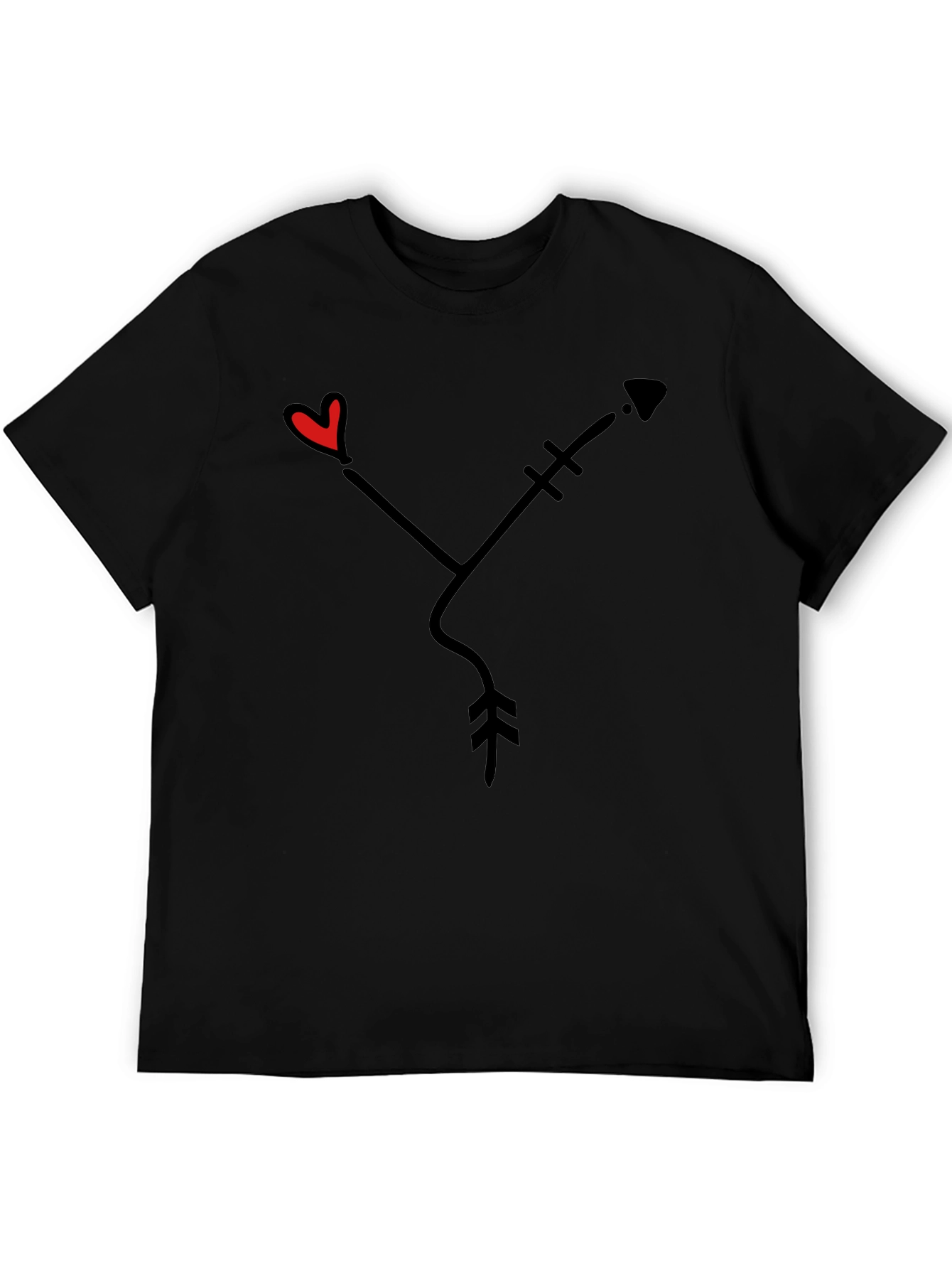 Heart Arrow Graphic Tee - Black Casual Shirt