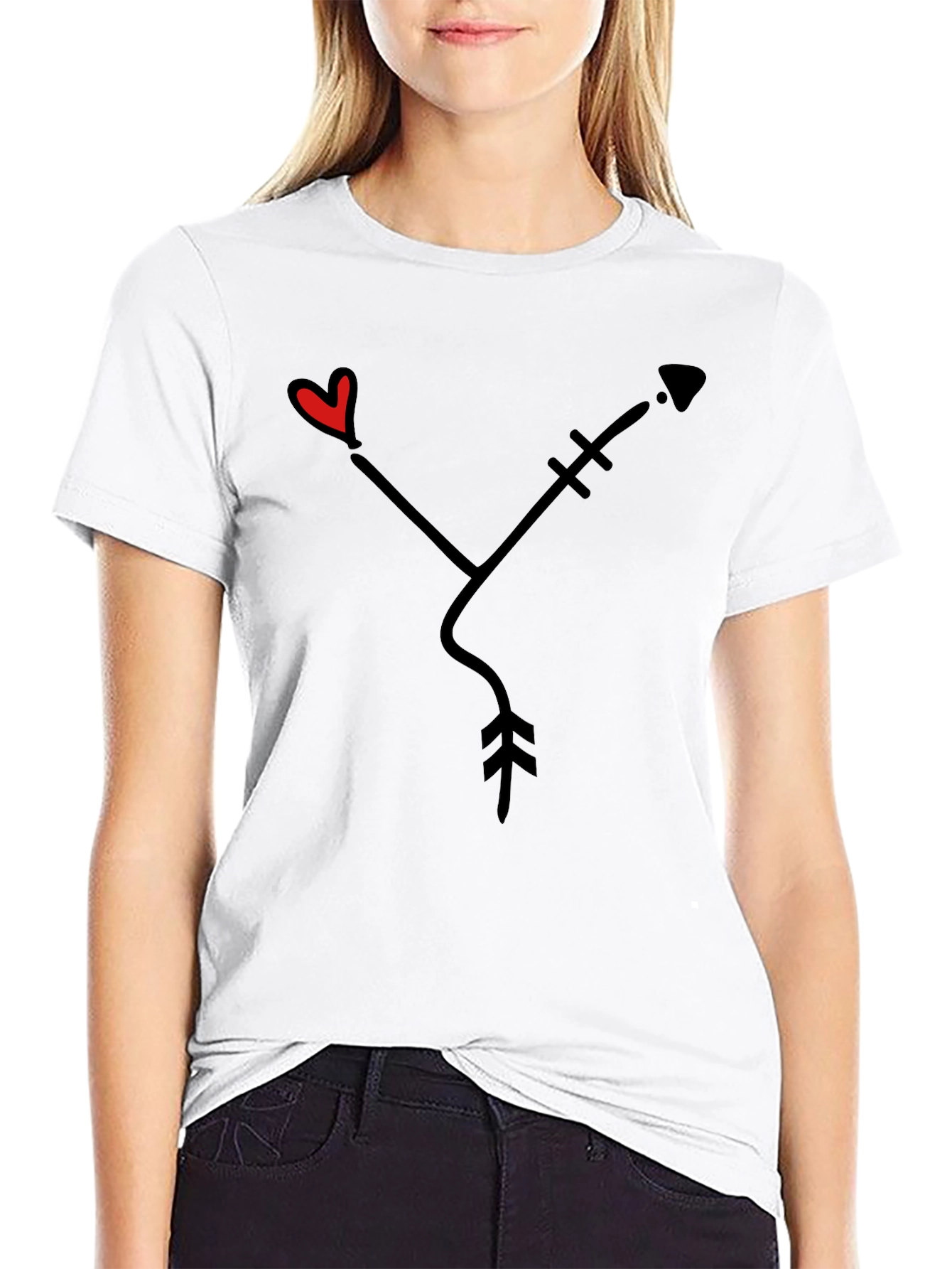 Heart Arrow Graphic Tee - Black Casual Shirt