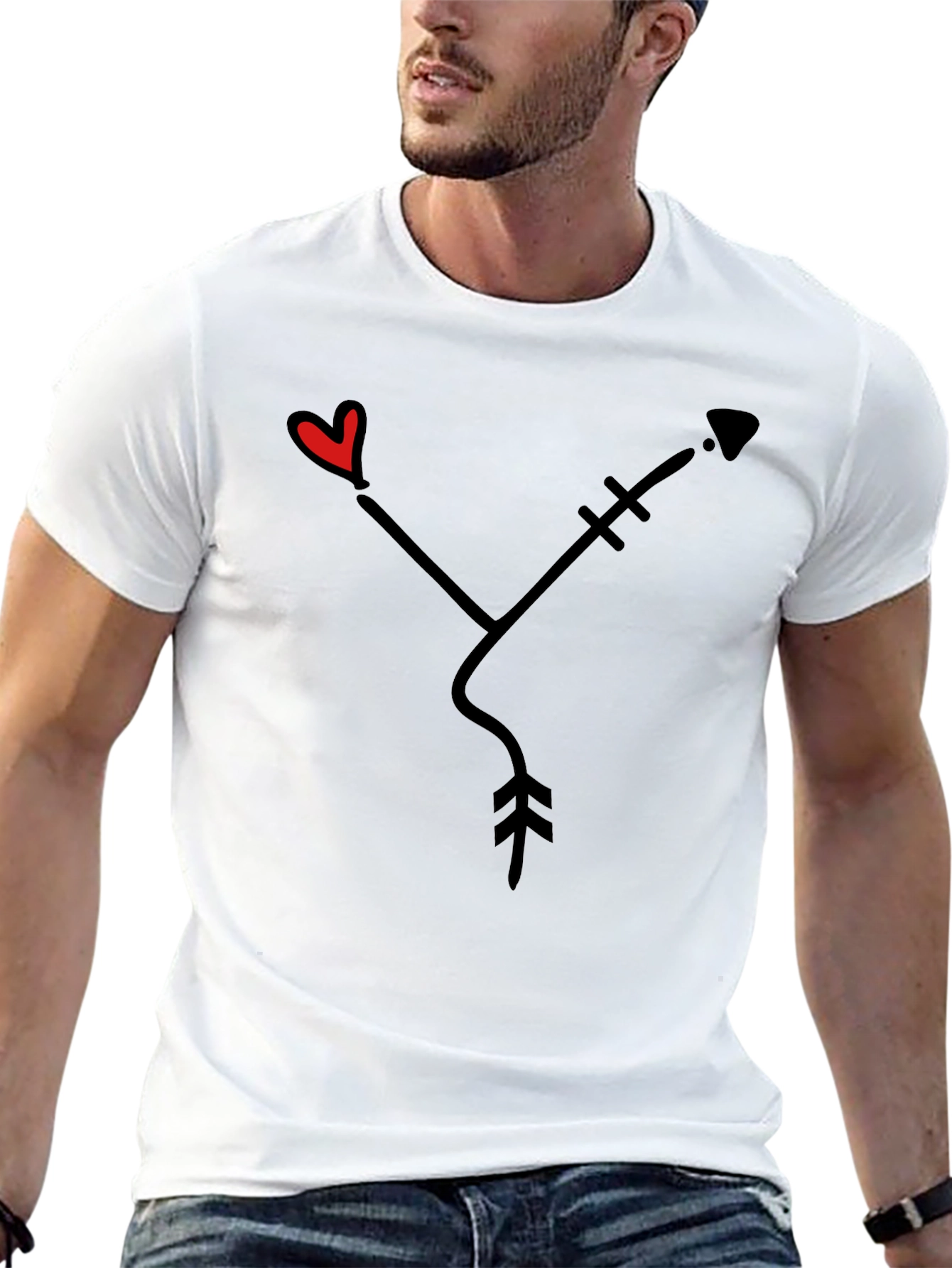 Heart Arrow Graphic Tee - Black Casual Shirt