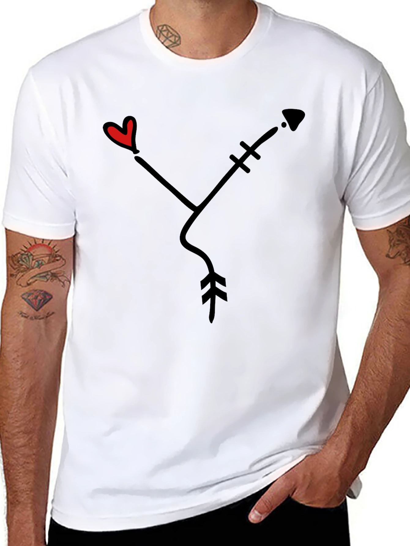Heart Arrow Graphic Tee - Black Casual Shirt