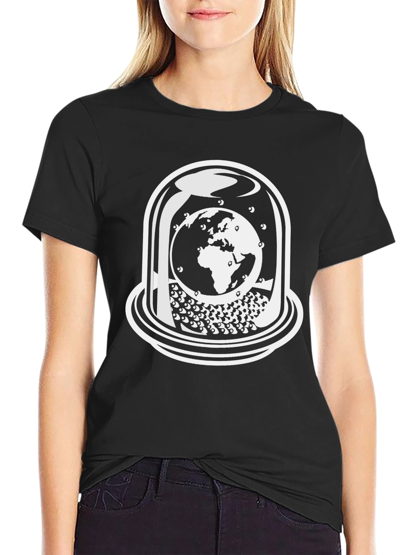 Globe in Glass Dome Black T-Shirt