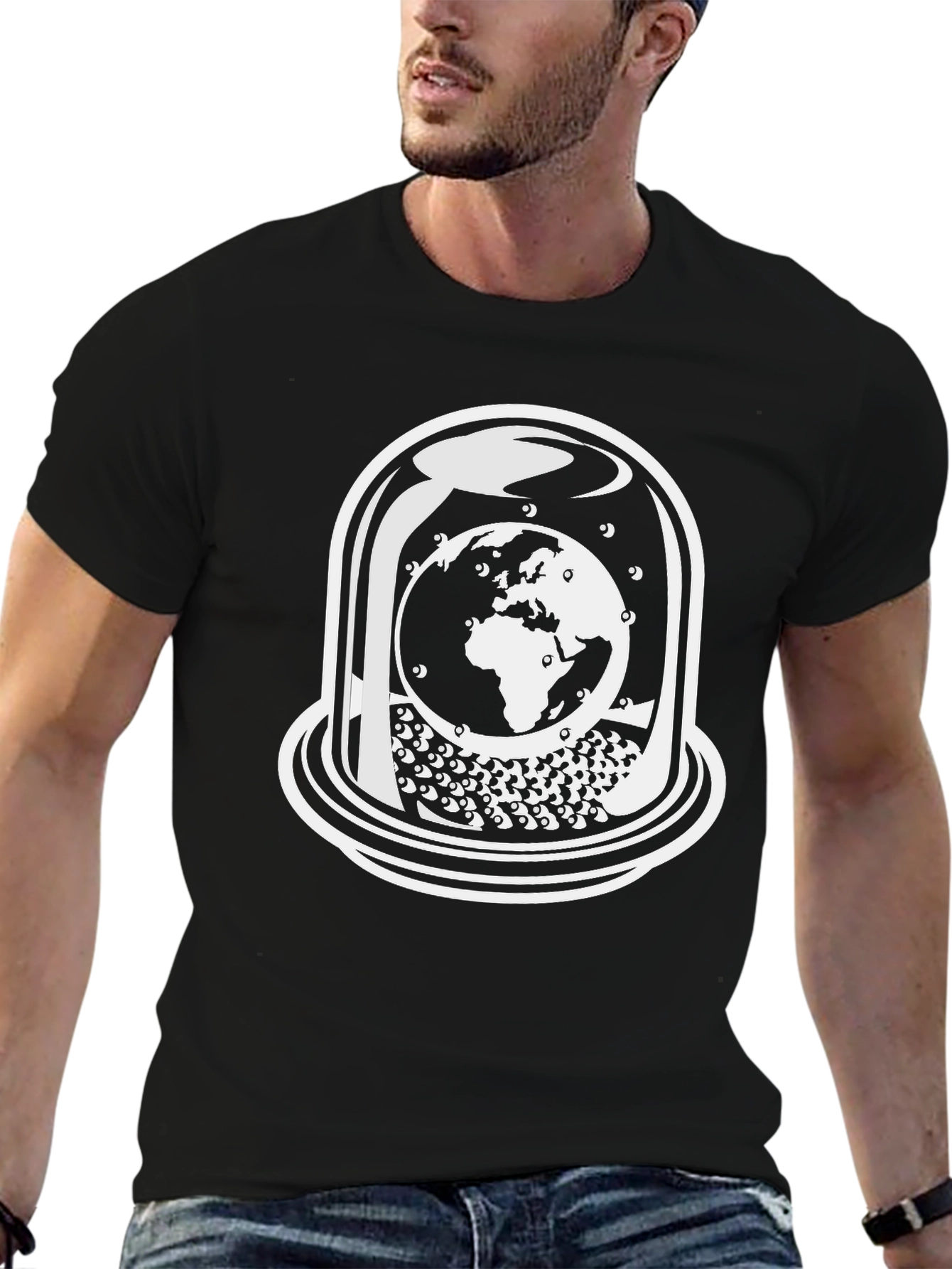 Globe in Glass Dome Black T-Shirt