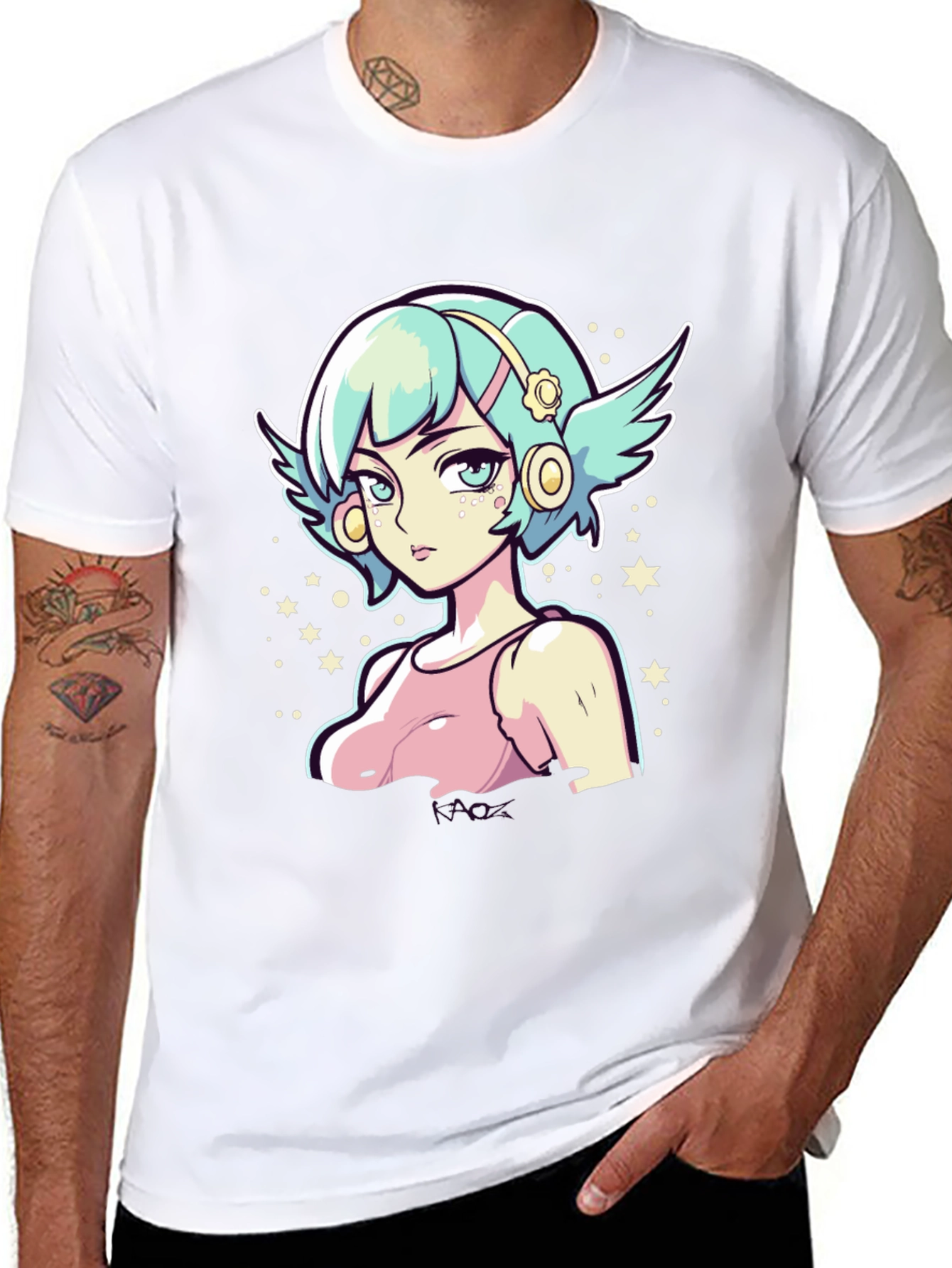 Anime Girl Graphic Tee - Black Cotton Shirt