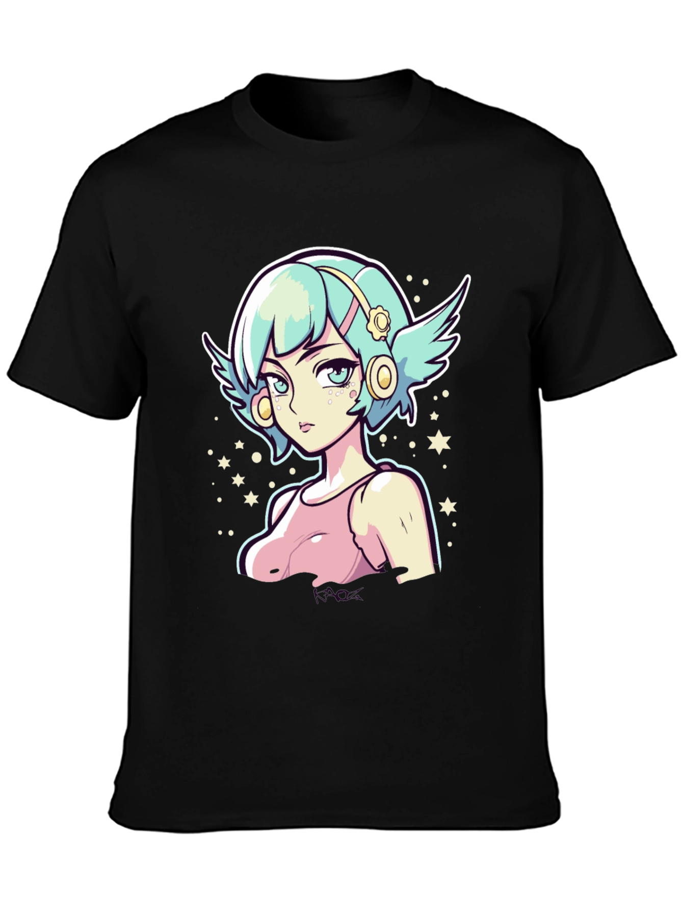 Anime Girl Graphic Tee - Black Cotton Shirt