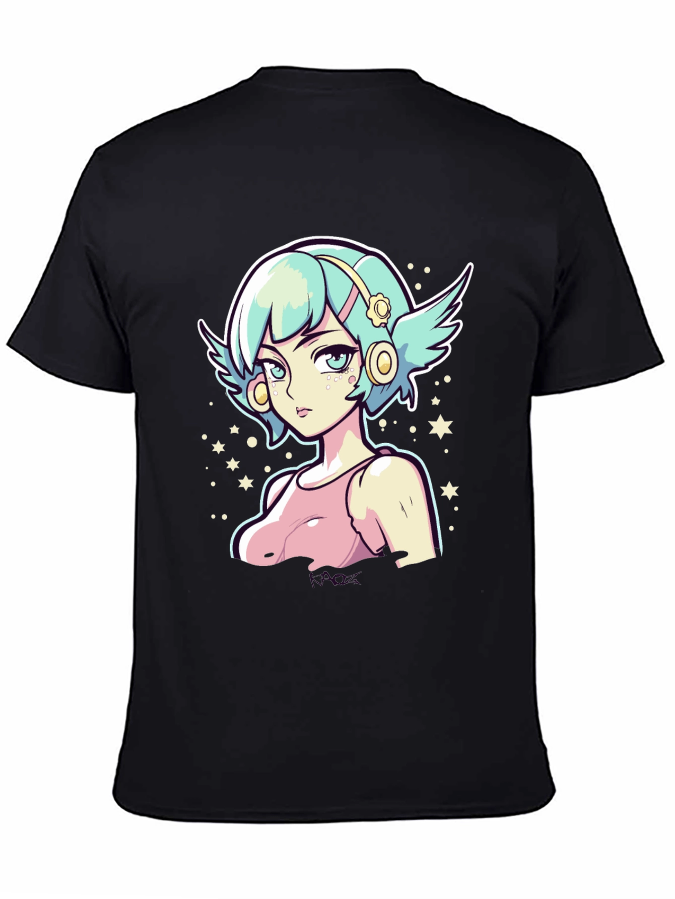 Anime Girl Graphic Tee - Black Cotton Shirt