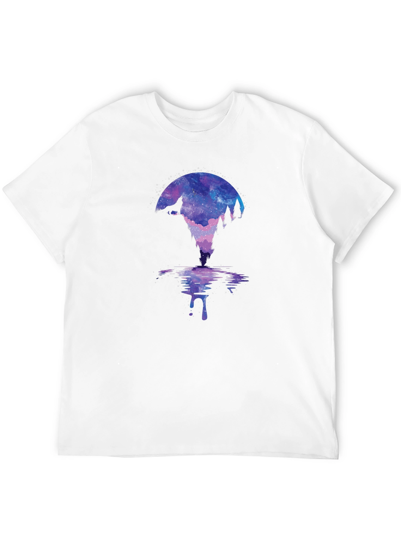 Galaxy Wolf Silhouette Graphic Tee - Mens Black T-Shirt