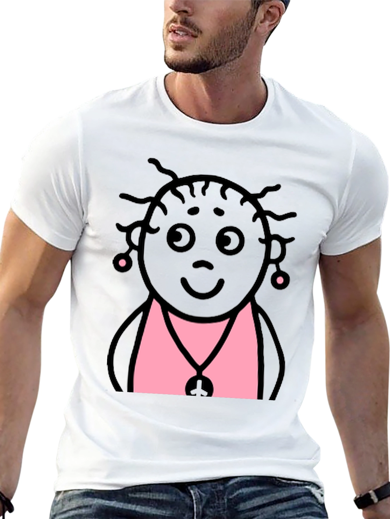 Fun Cartoon Graphic Print Black T-Shirt