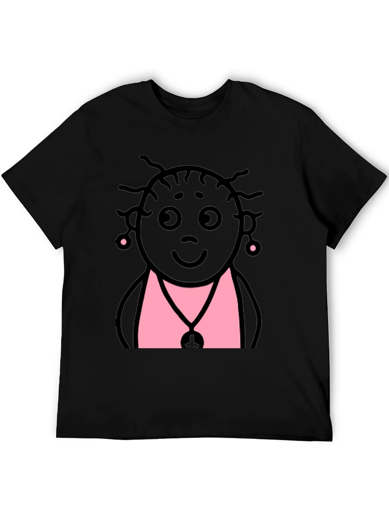 Fun Cartoon Graphic Print Black T-Shirt