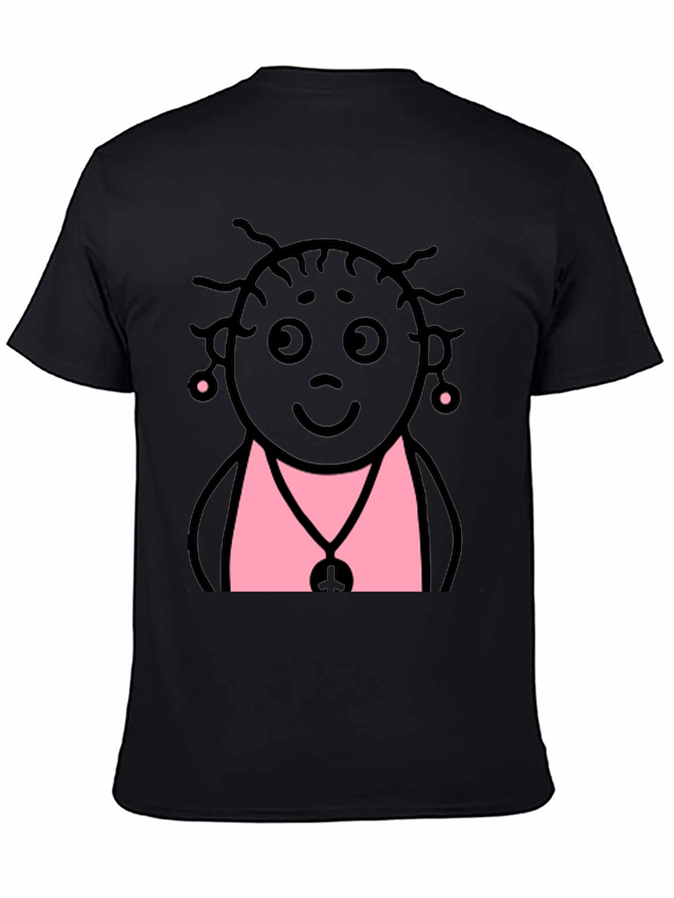 Fun Cartoon Graphic Print Black T-Shirt