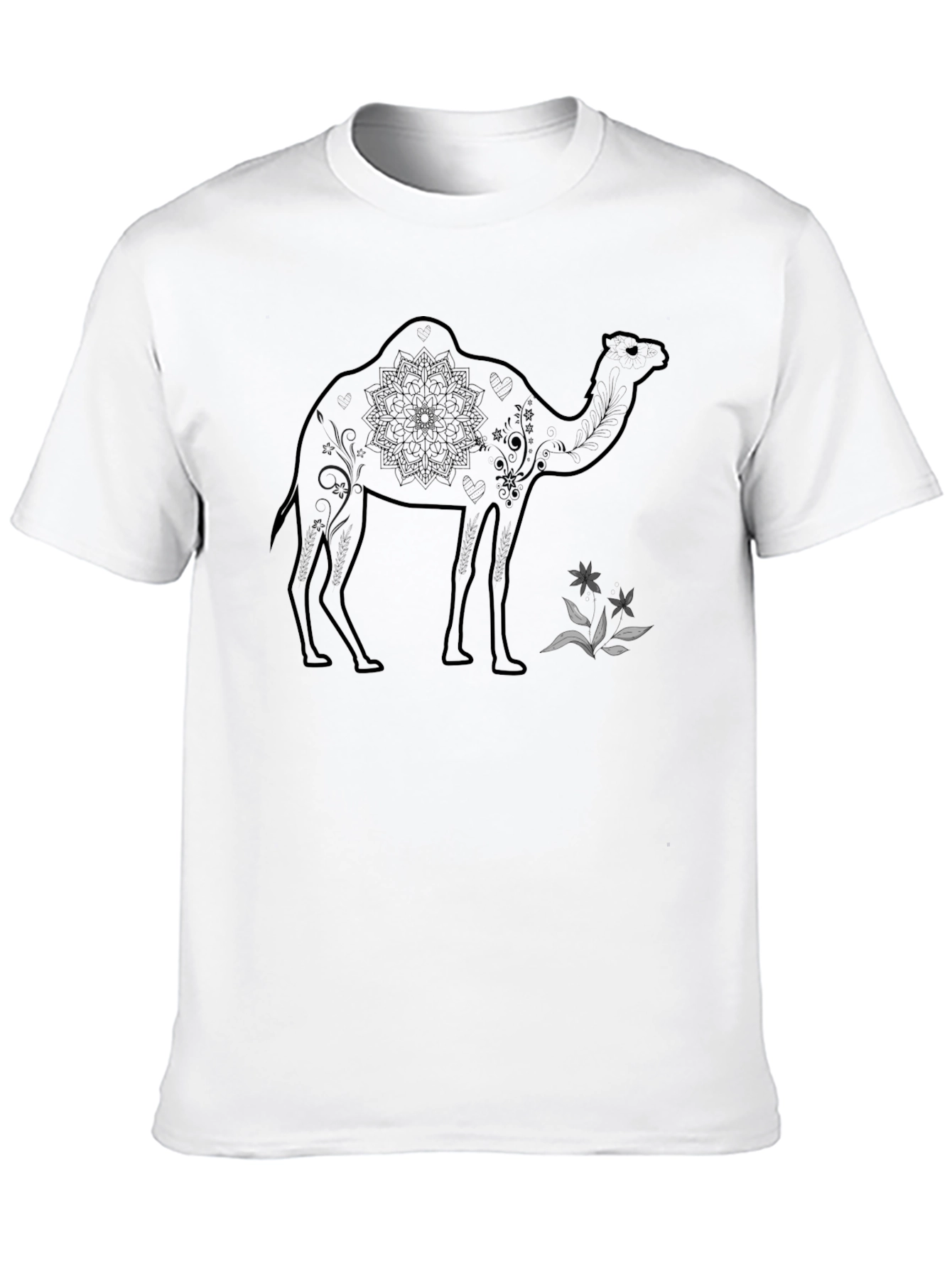Camel Mandala Graphic Tee - Unisex Black T-Shirt
