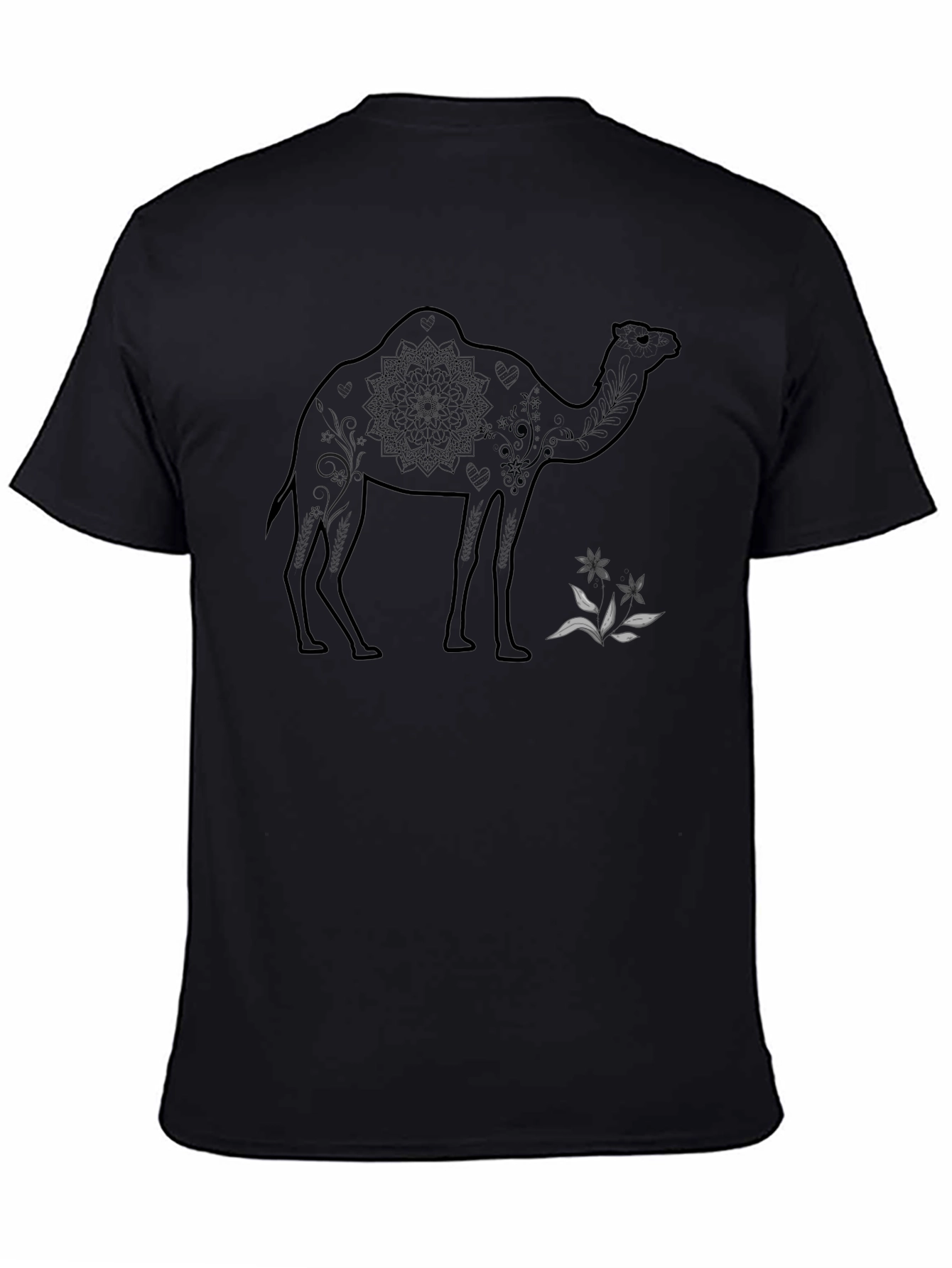 Camel Mandala Graphic Tee - Unisex Black T-Shirt