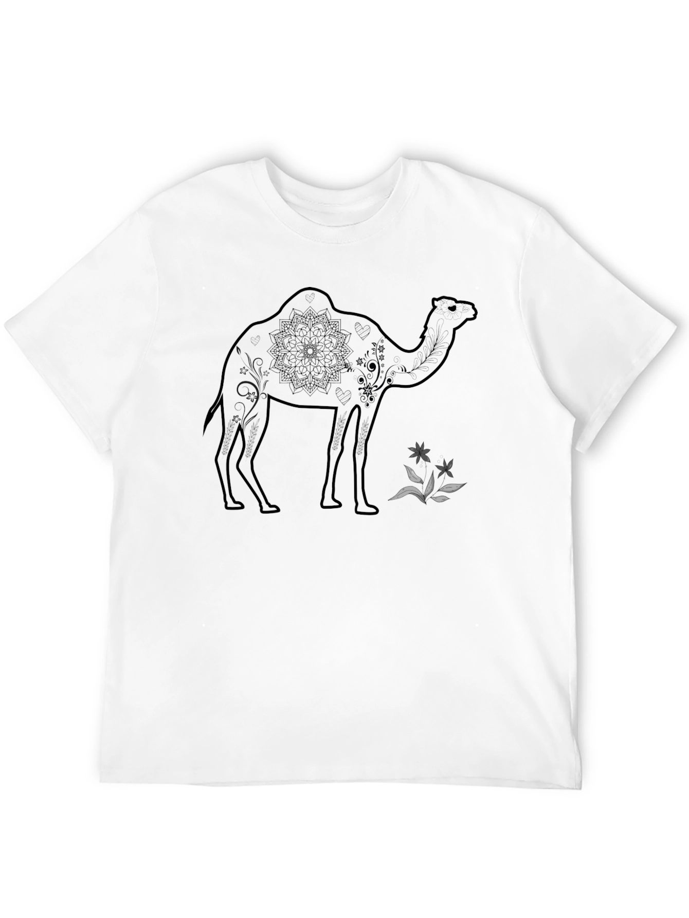 Camel Mandala Graphic Tee - Unisex Black T-Shirt