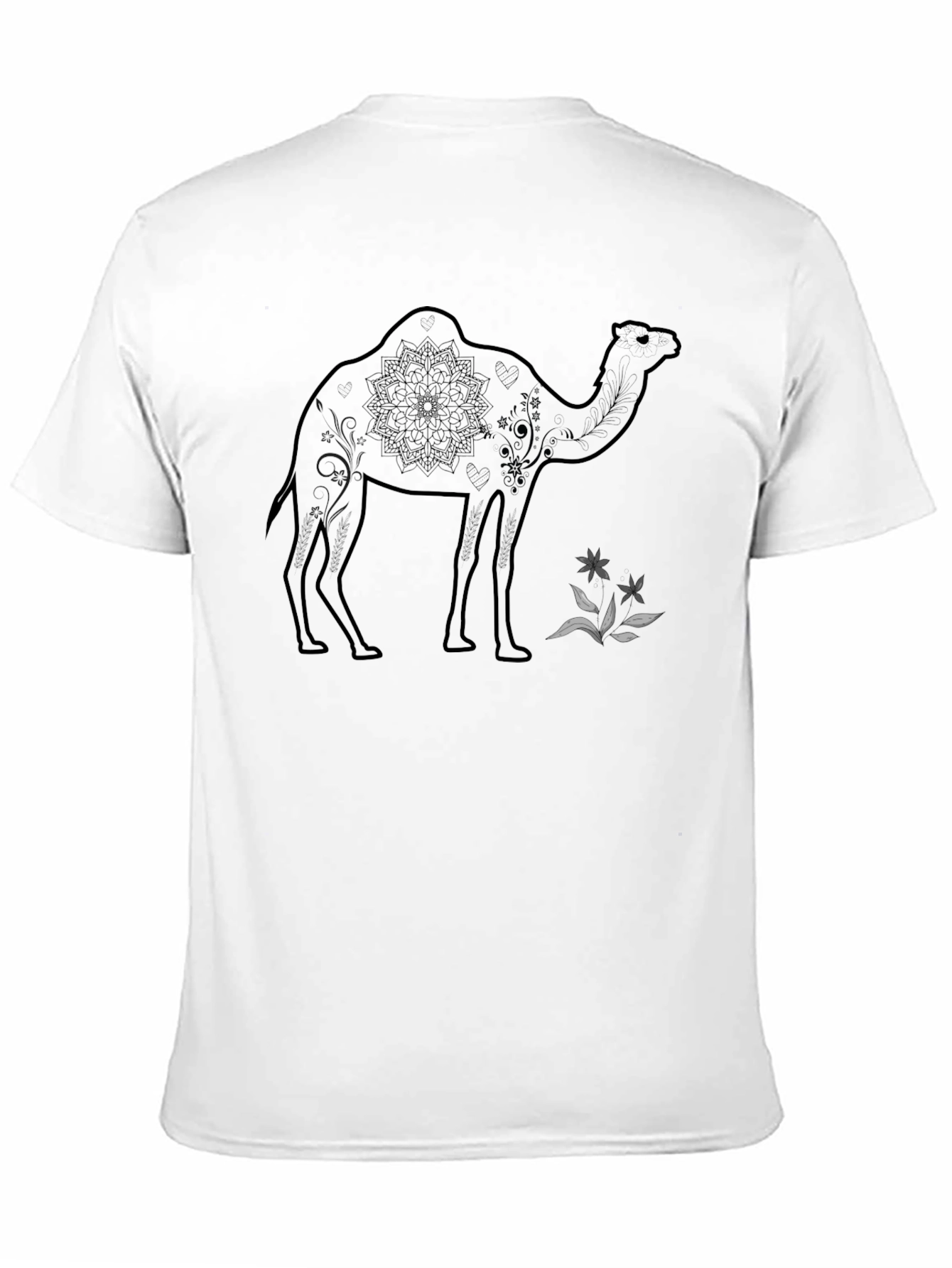 Camel Mandala Graphic Tee - Unisex Black T-Shirt