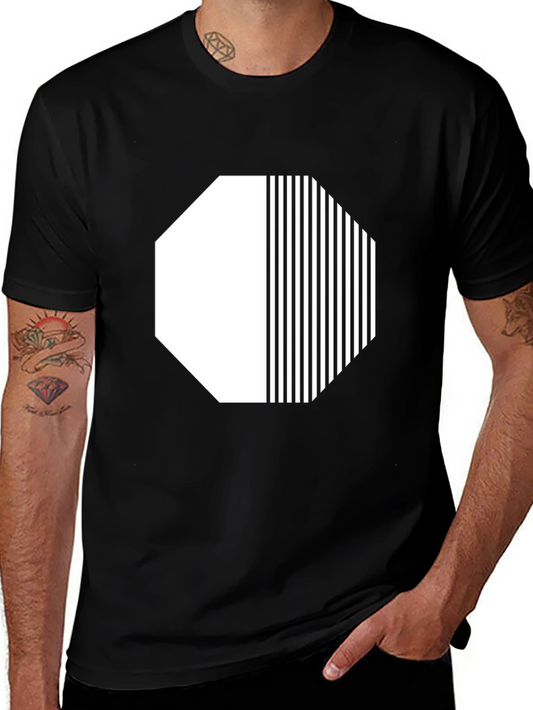 Abstract Octagon Graphic Tee - Modern Black T-Shirt