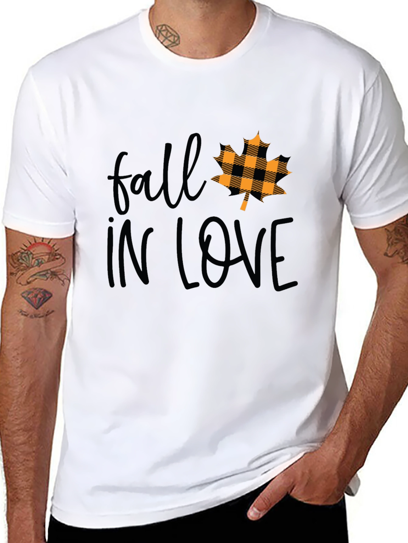 Fall In Love Maple Leaf Plaid T-Shirt
