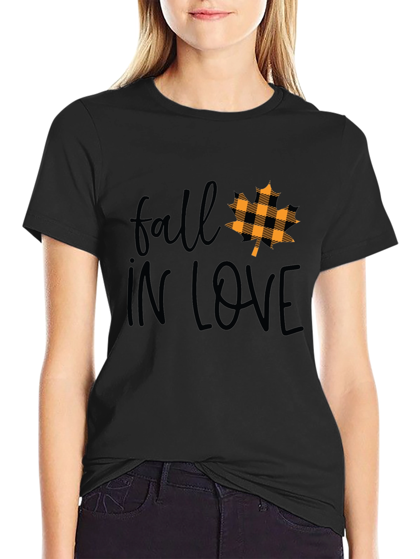 Fall In Love Maple Leaf Plaid T-Shirt