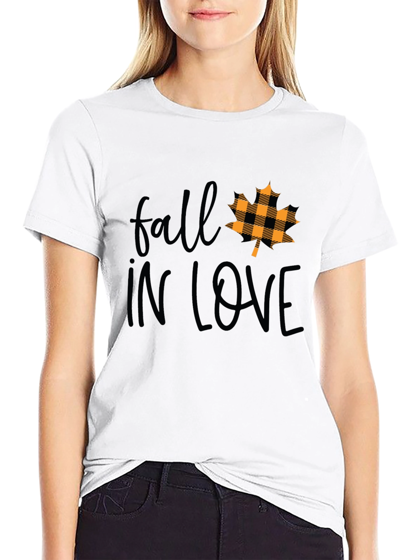 Fall In Love Maple Leaf Plaid T-Shirt
