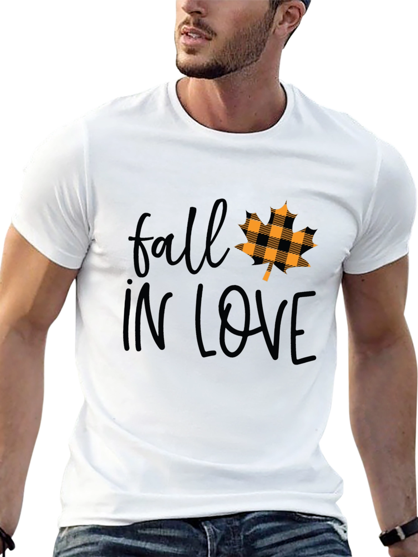 Fall In Love Maple Leaf Plaid T-Shirt