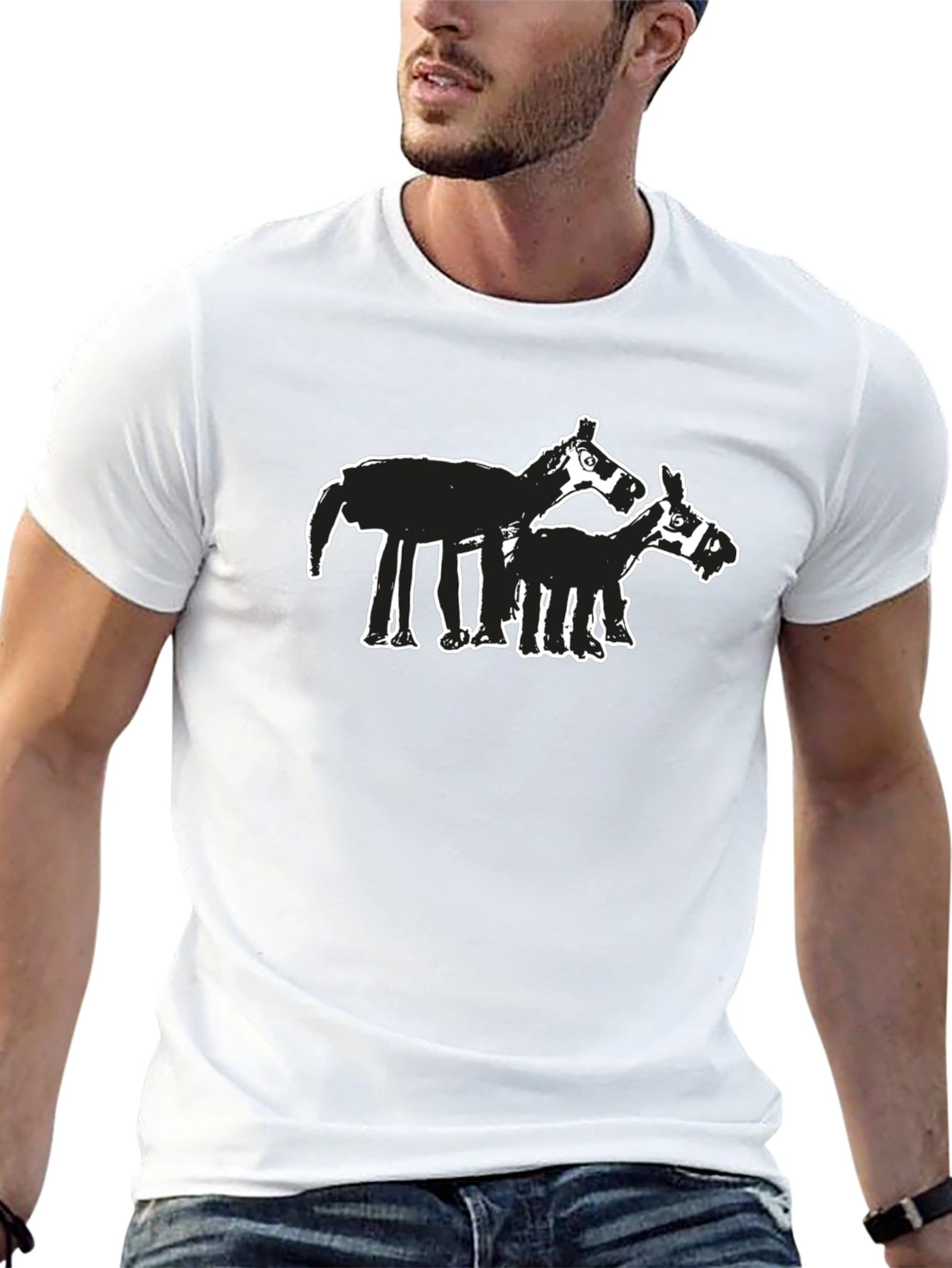 Abstract Horse Graphic Tee - Black