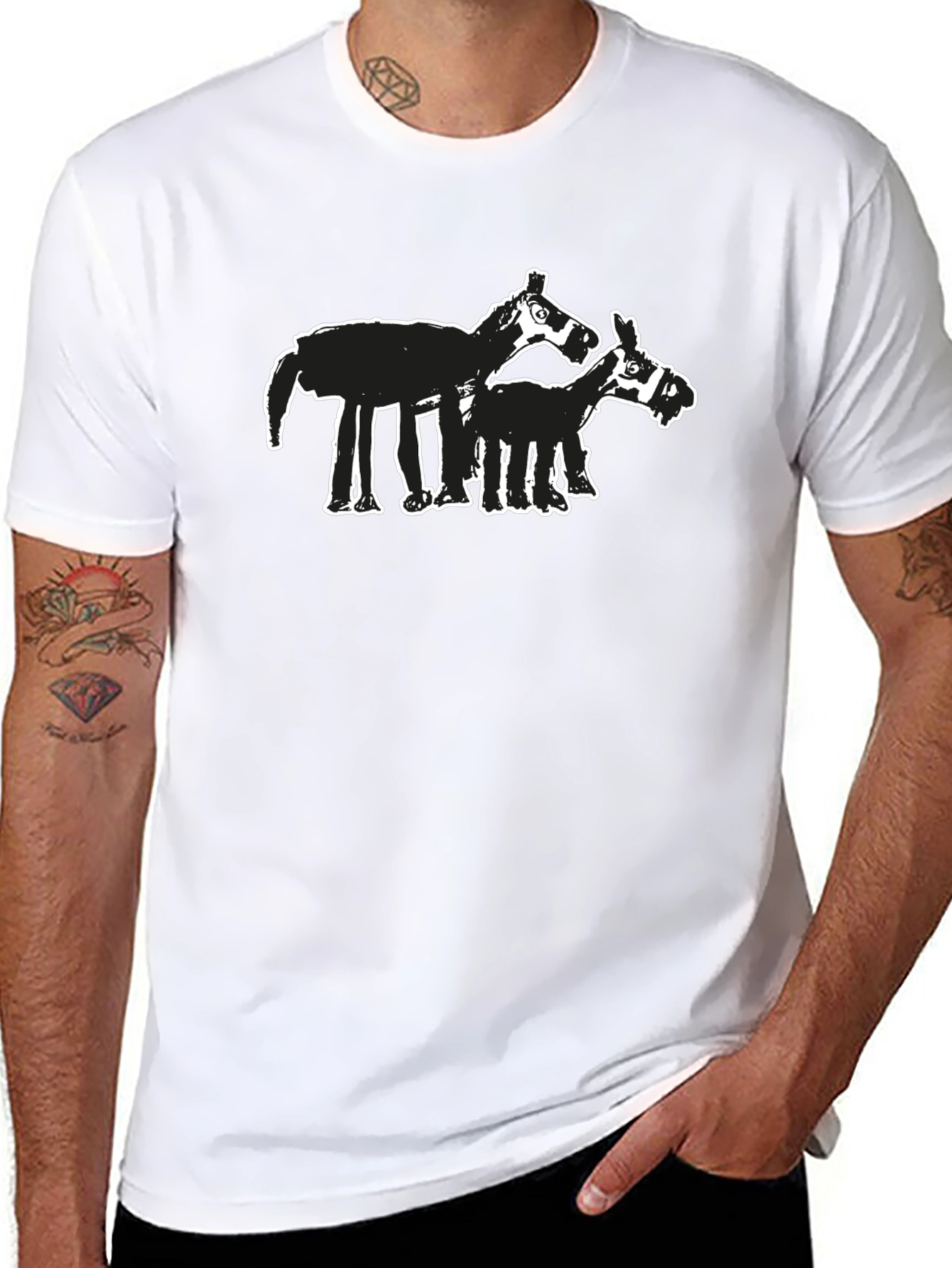 Abstract Horse Graphic Tee - Black