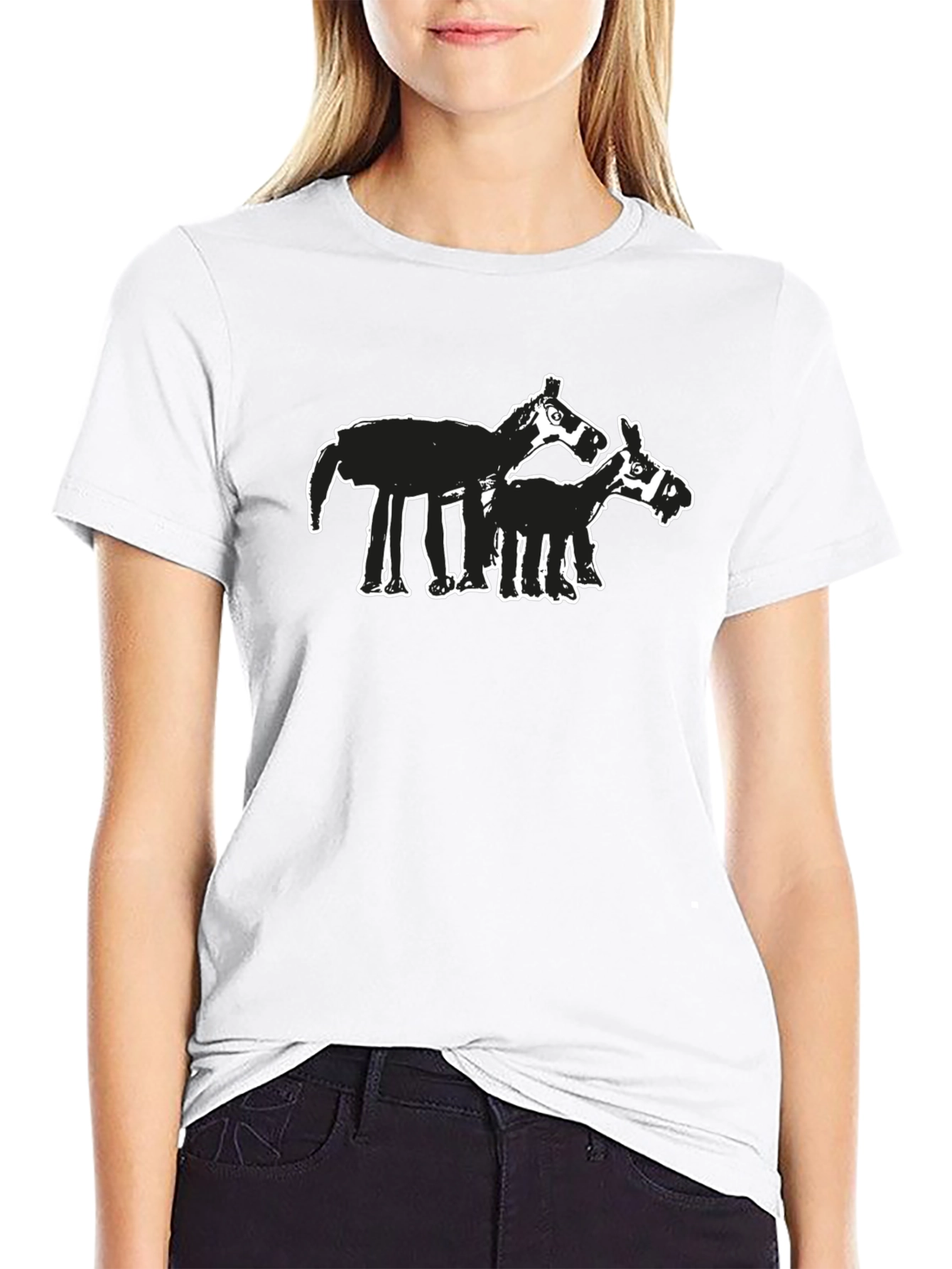 Abstract Horse Graphic Tee - Black