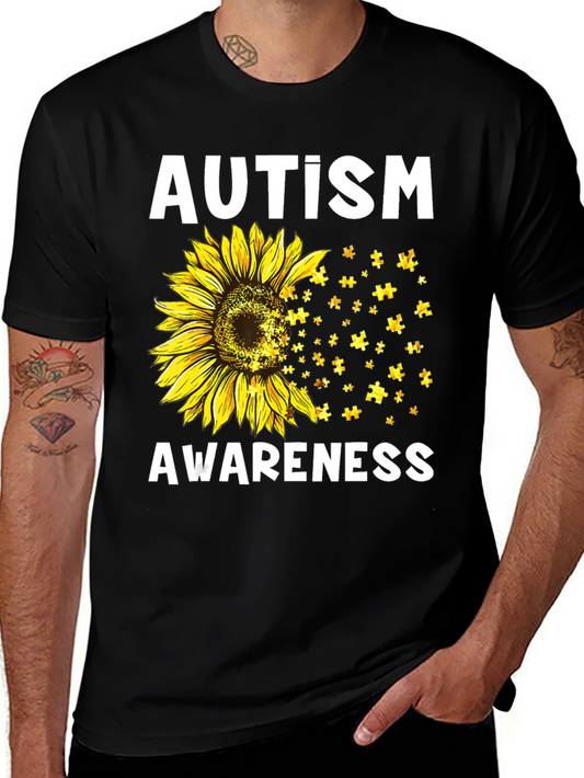 Autism Awareness Sunflower Puzzle T-Shirt