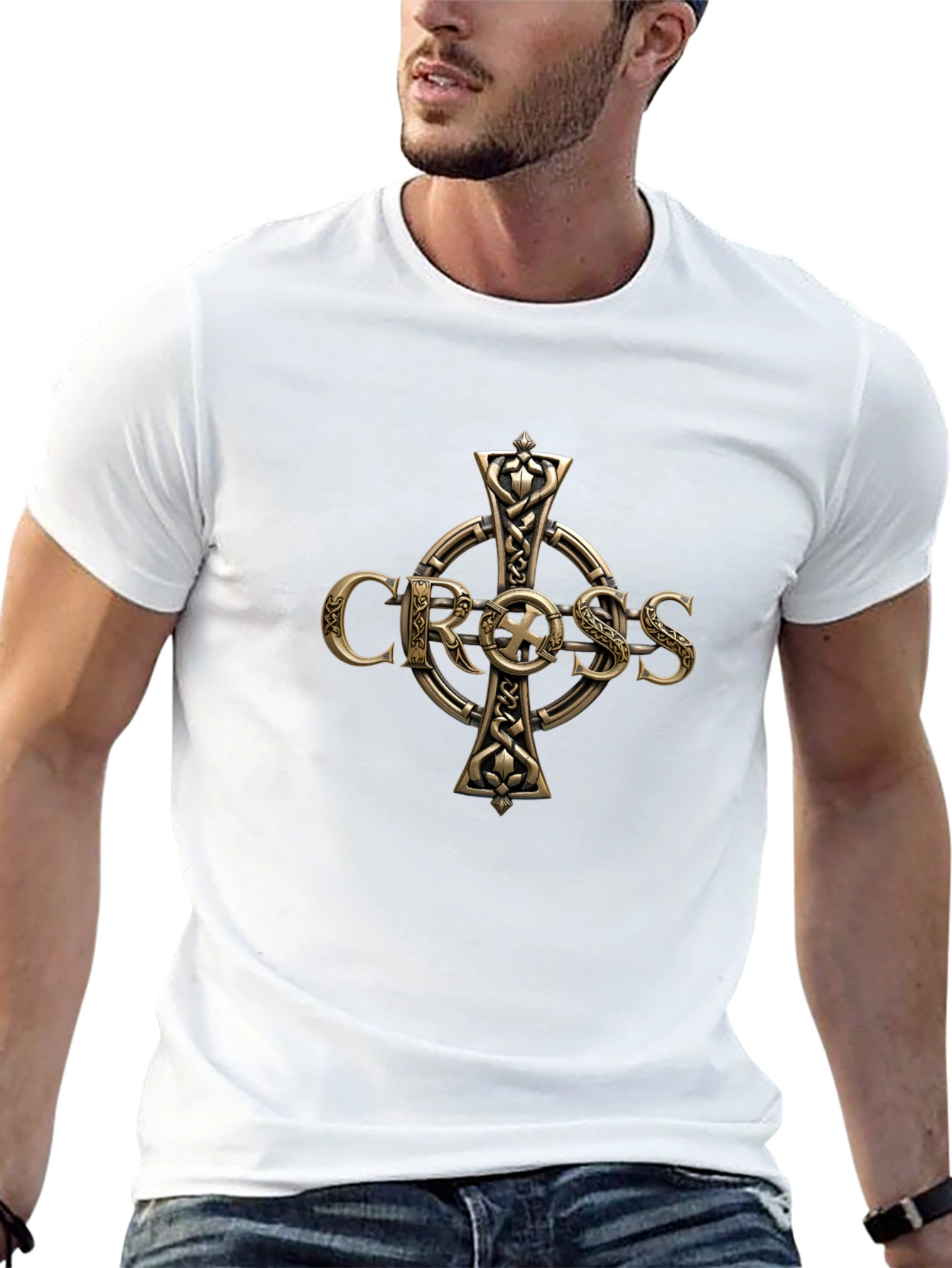 Celtic Cross Graphic T-Shirt - Premium Cotton Blend