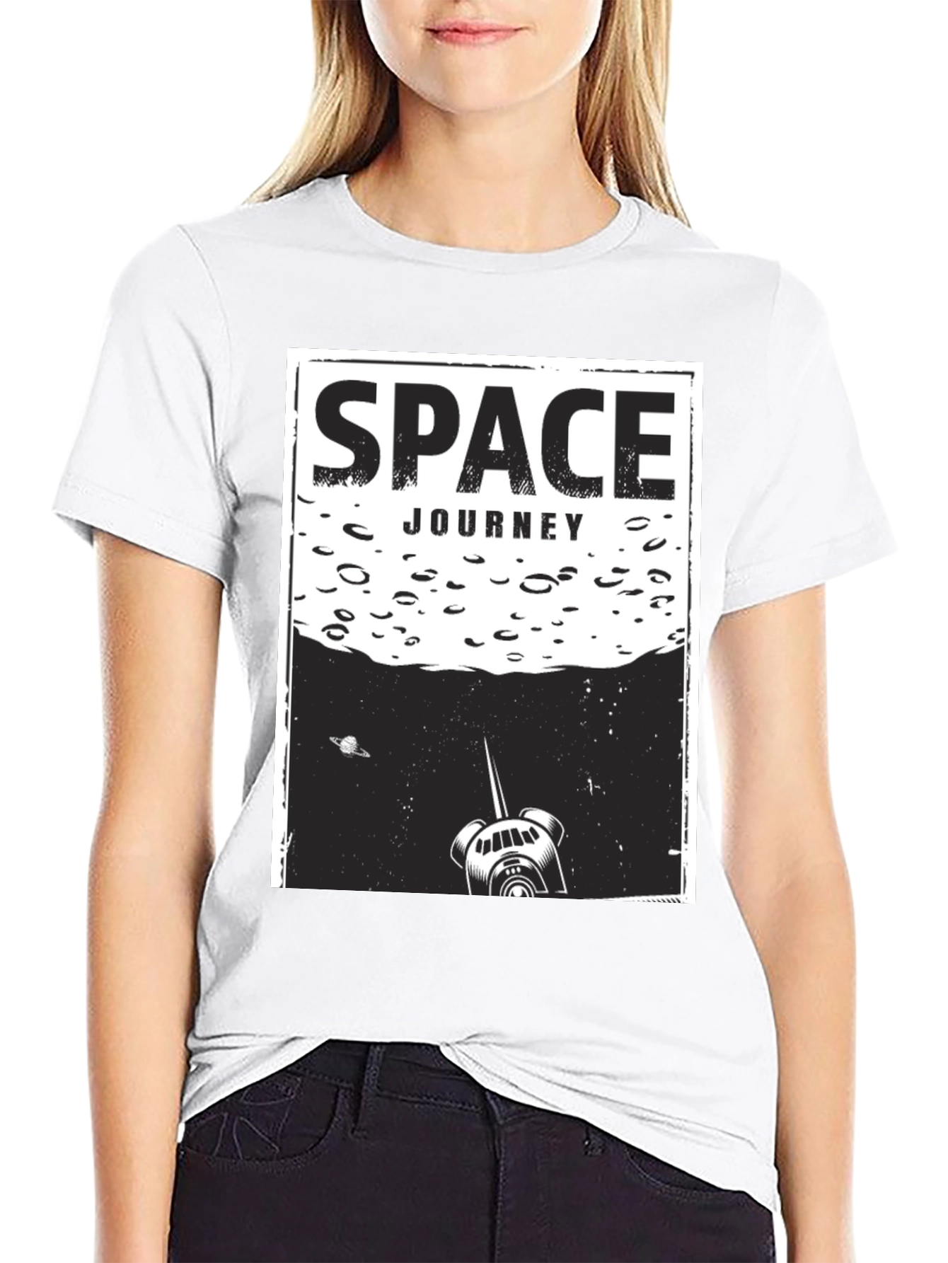 Space Journey Graphic T-Shirt - Unisex Black Tee
