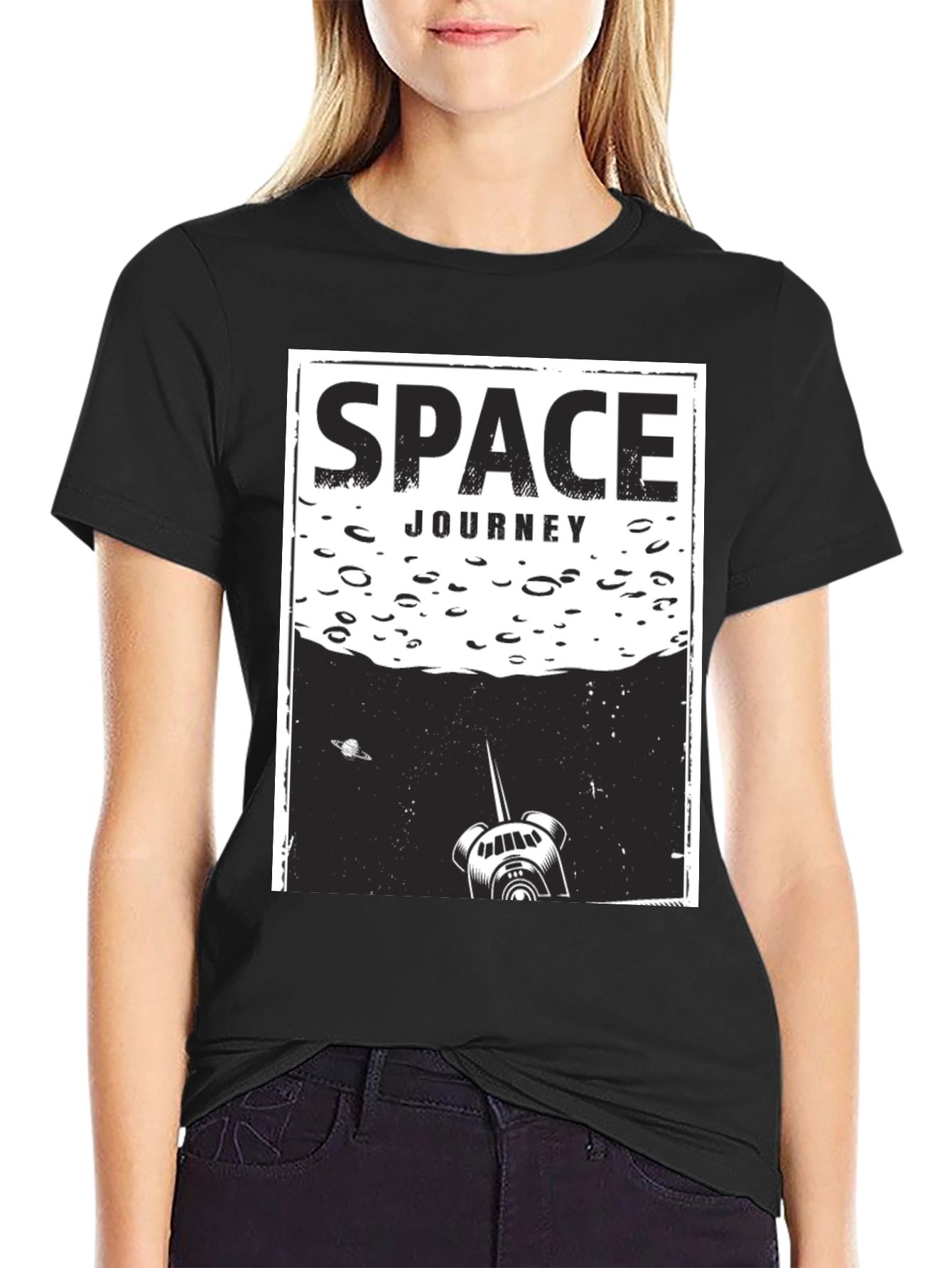 Space Journey Graphic T-Shirt - Unisex Black Tee