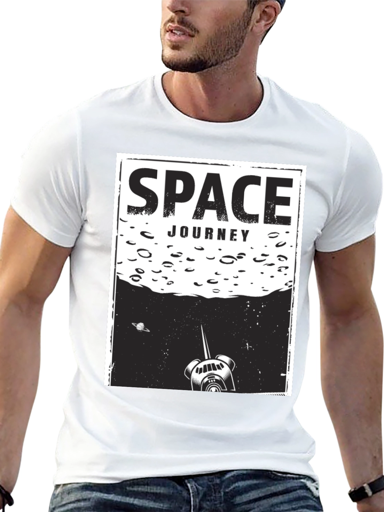 Space Journey Graphic T-Shirt - Unisex Black Tee