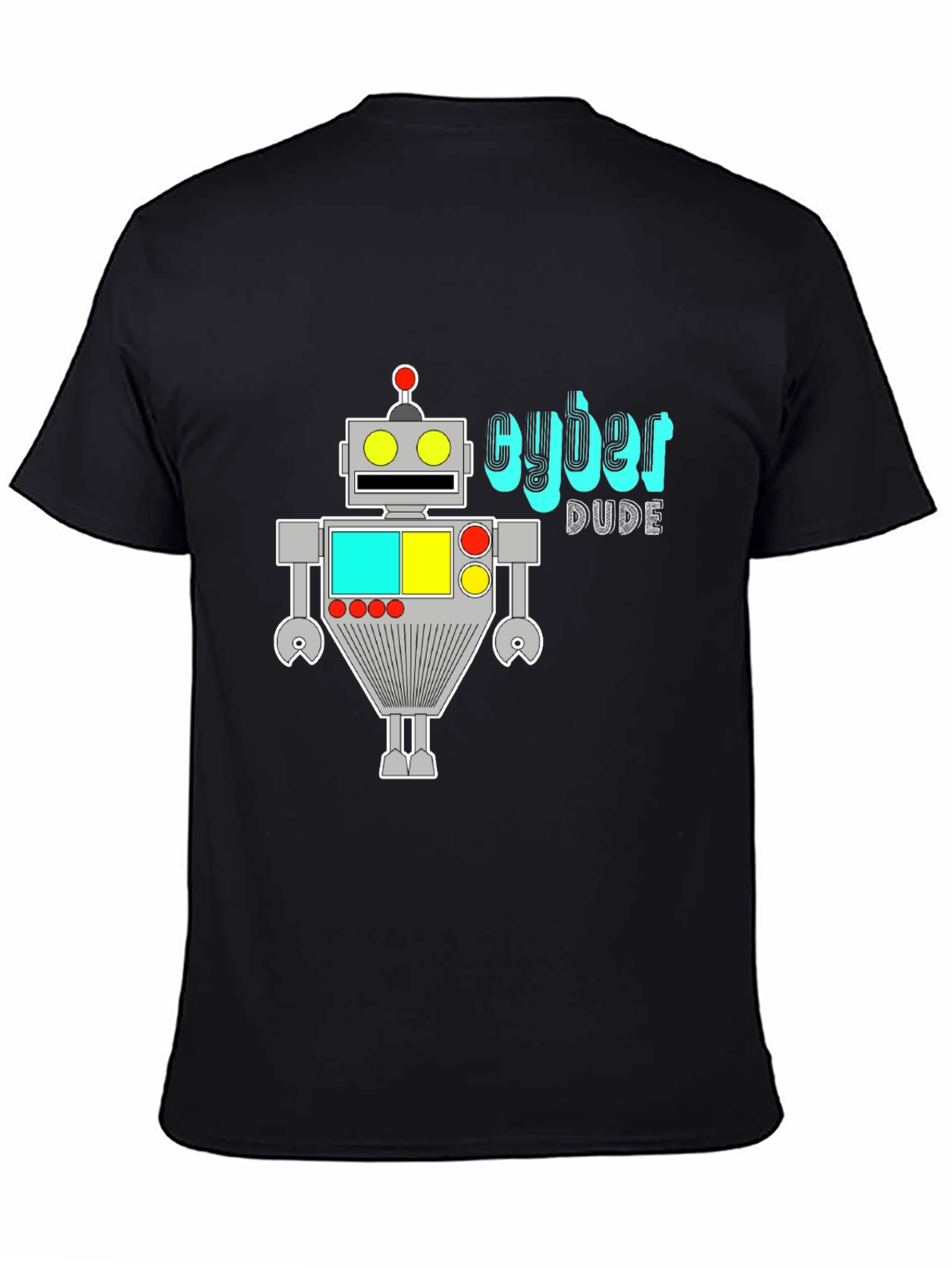 Cyber Dude Robot Graphic Black T-Shirt
