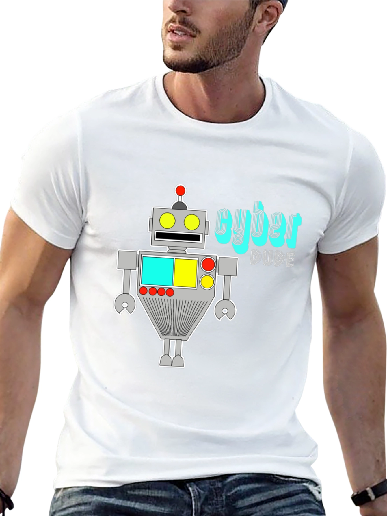Cyber Dude Robot Graphic Black T-Shirt