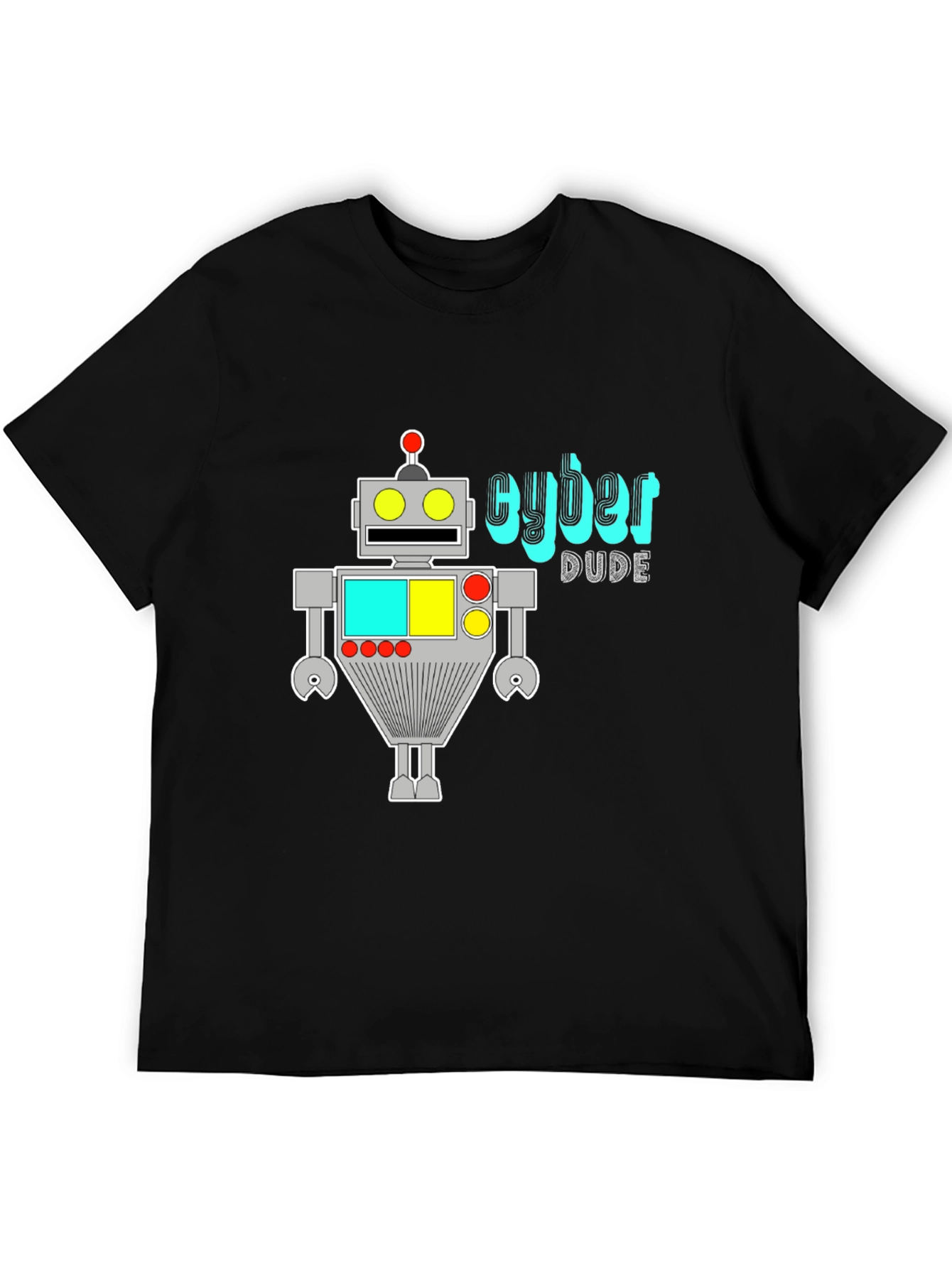 Cyber Dude Robot Graphic Black T-Shirt