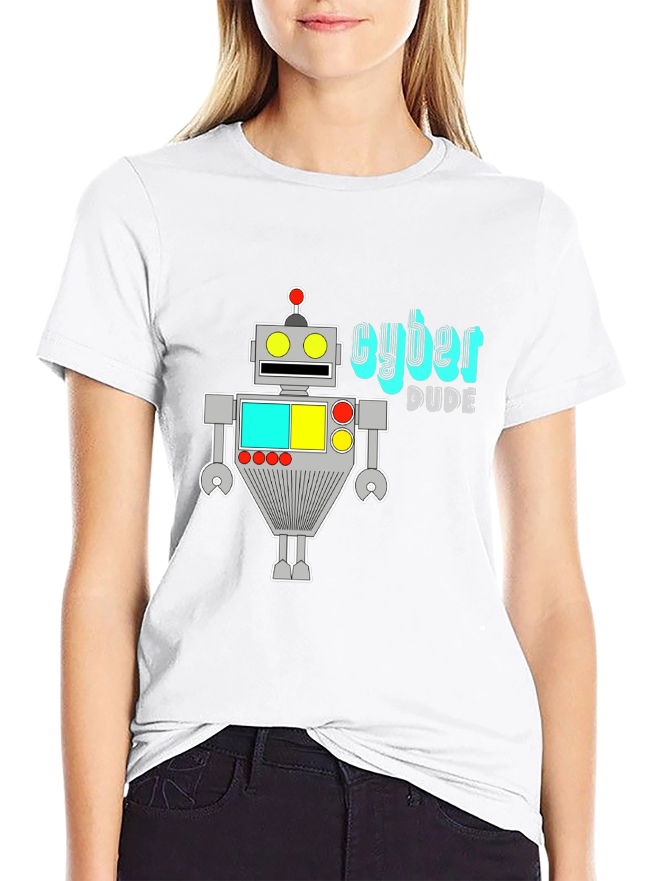 Cyber Dude Robot Graphic Black T-Shirt