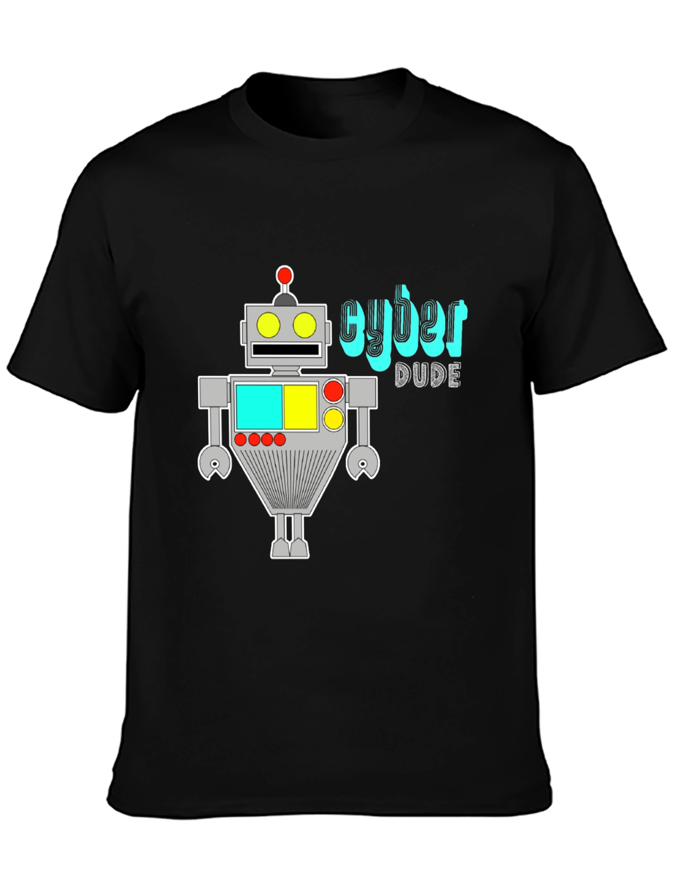Cyber Dude Robot Graphic Black T-Shirt