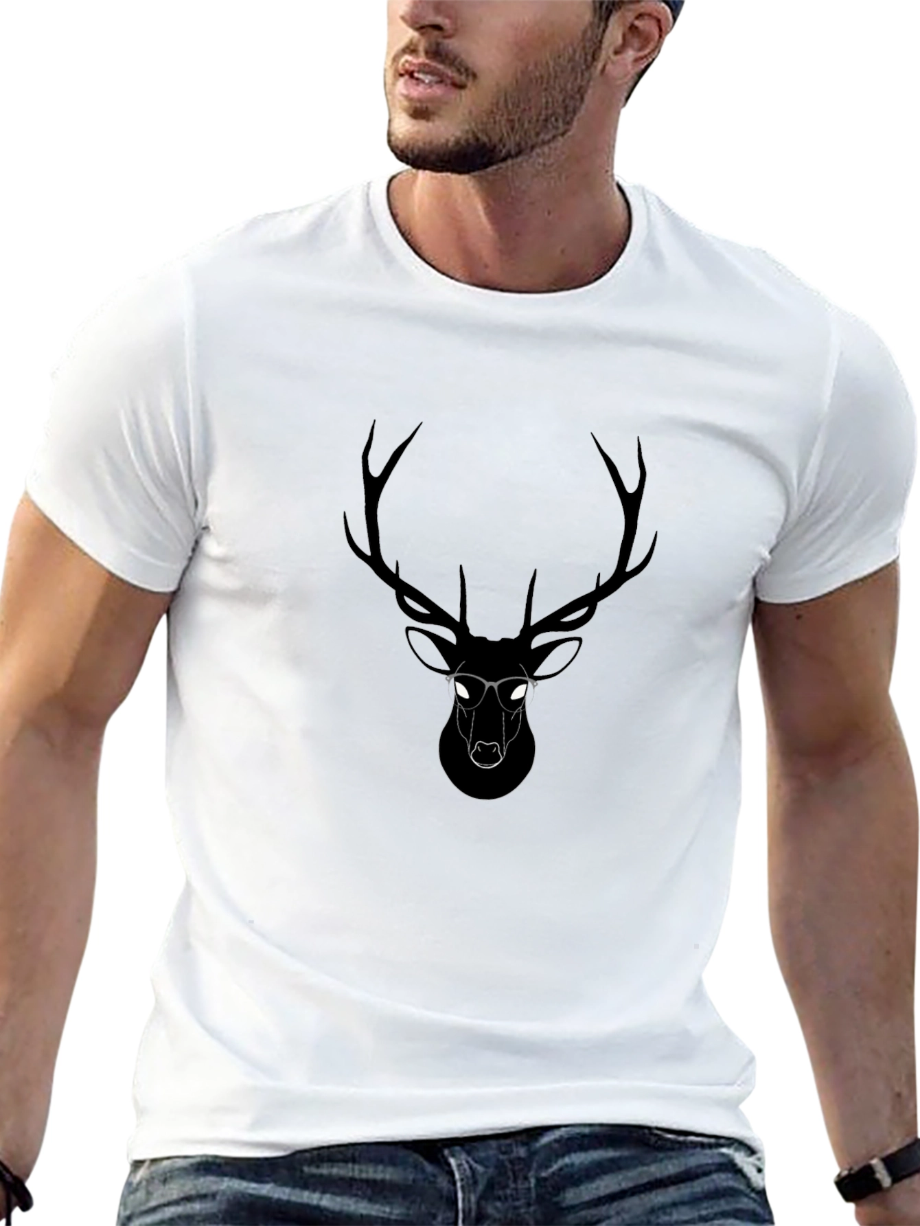 Cool Deer Graphic Black T-Shirt