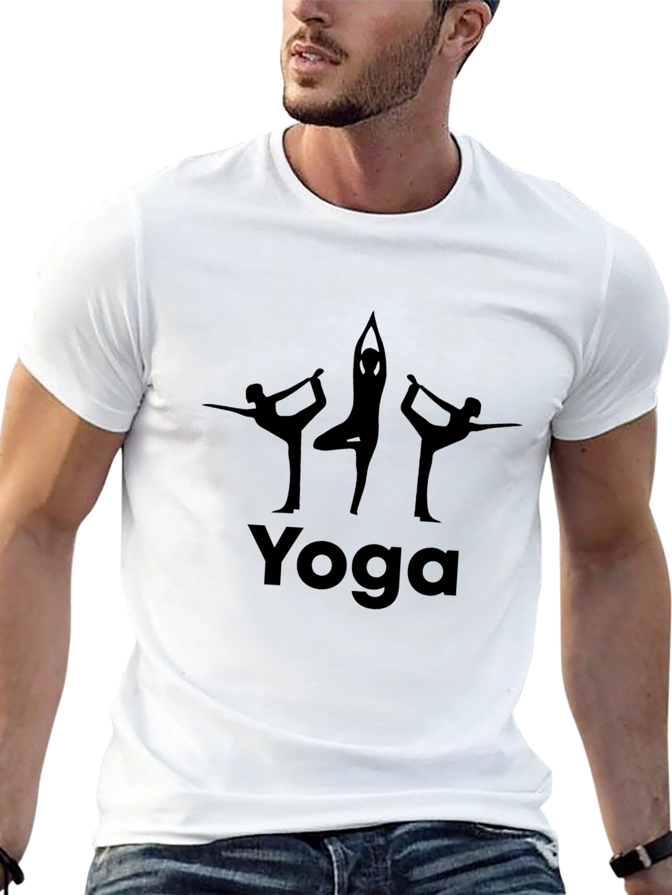 Yoga Pose Graphic Print Black T-Shirt