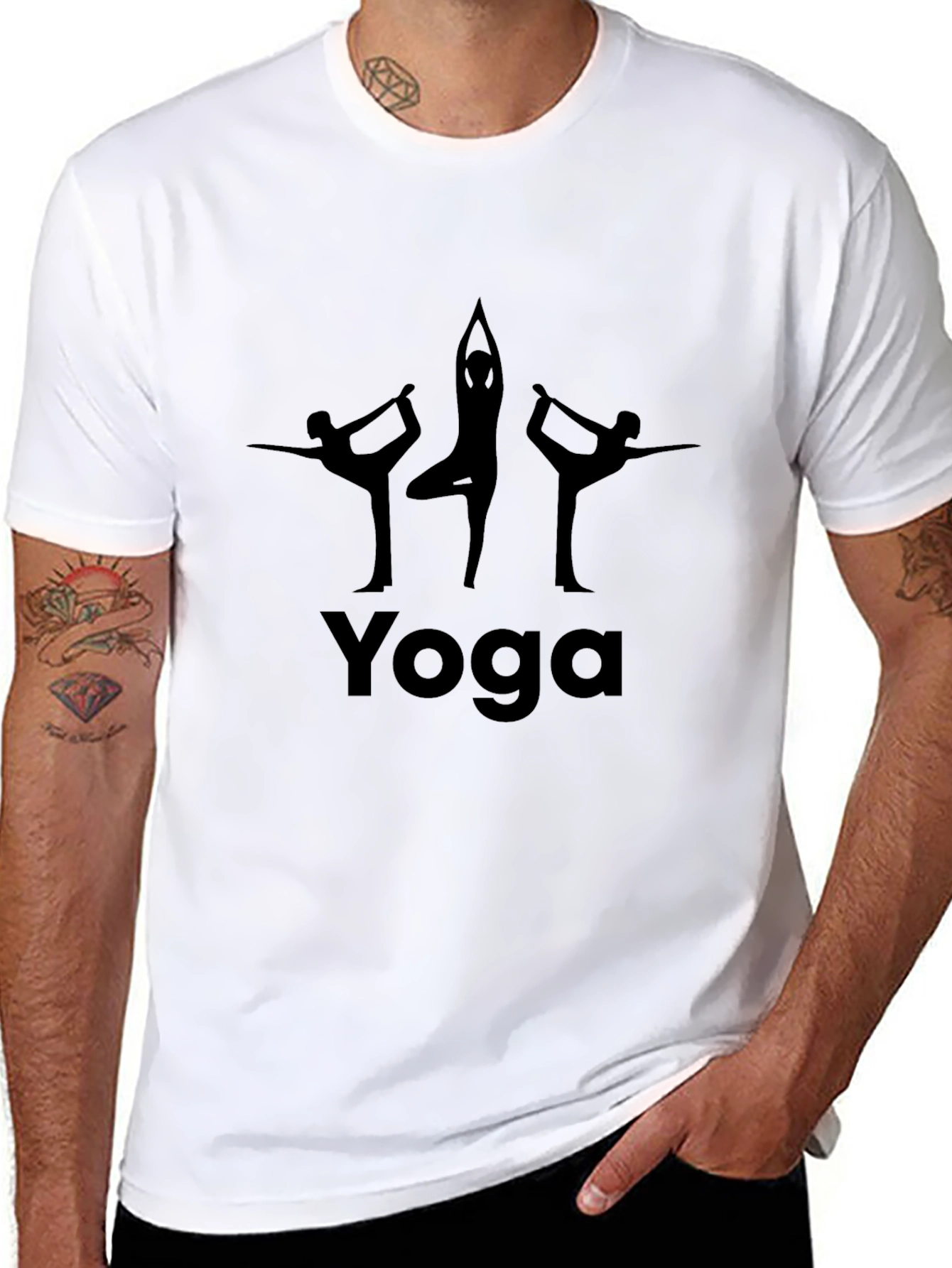 Yoga Pose Graphic Print Black T-Shirt