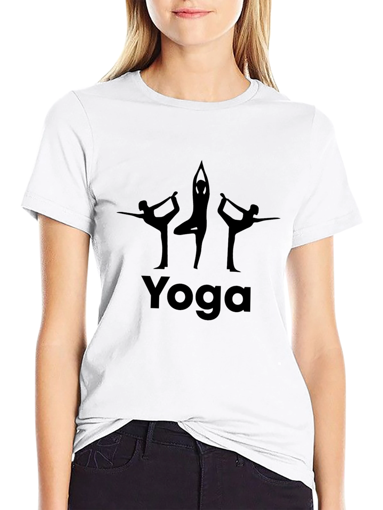 Yoga Pose Graphic Print Black T-Shirt
