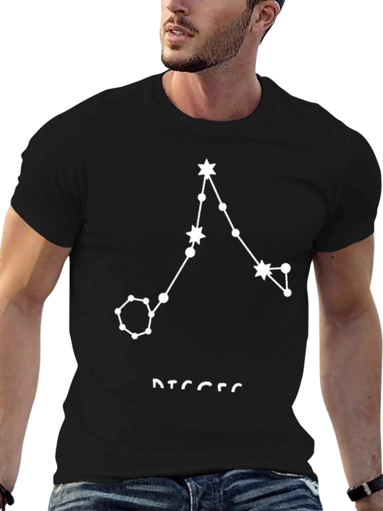 Pisces Constellation Graphic Tee - Black