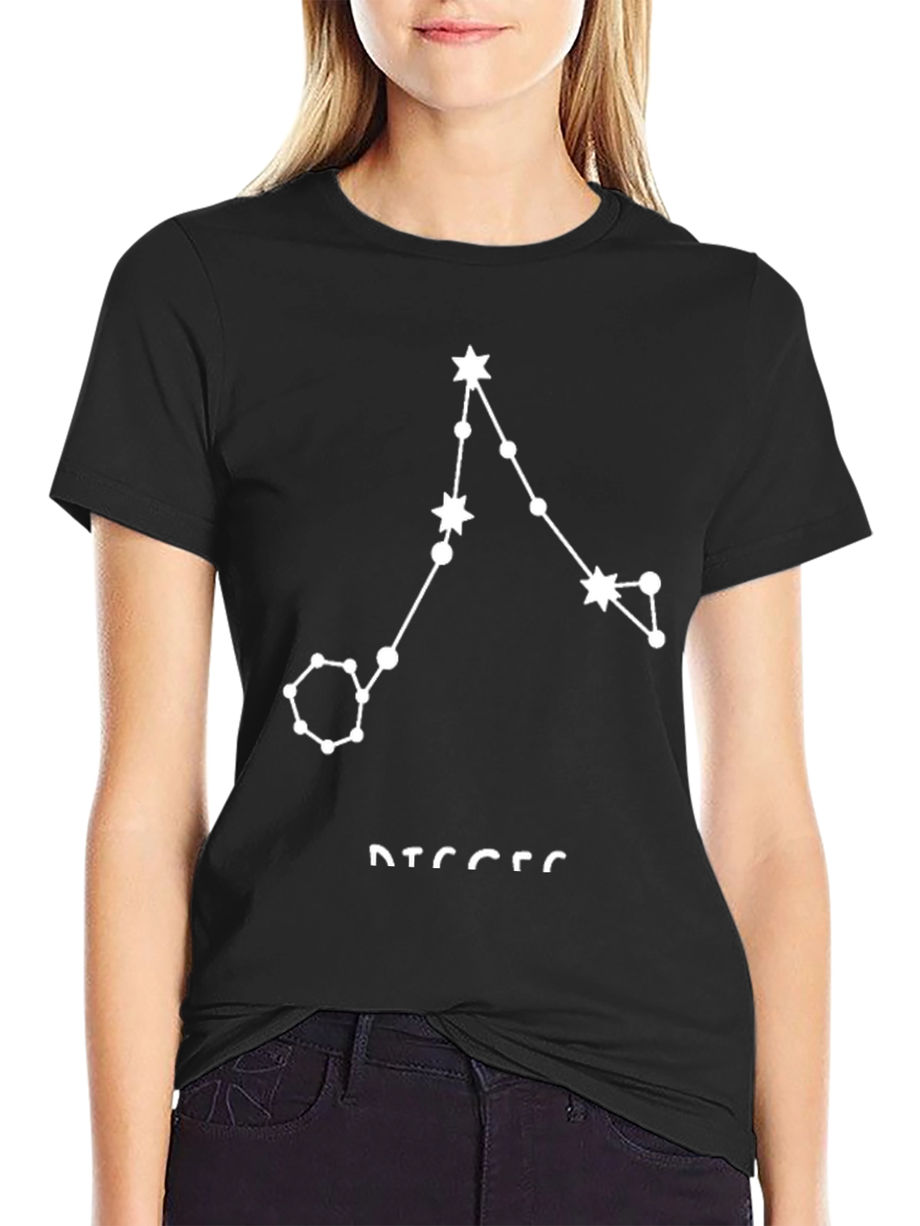 Pisces Constellation Graphic Tee - Black
