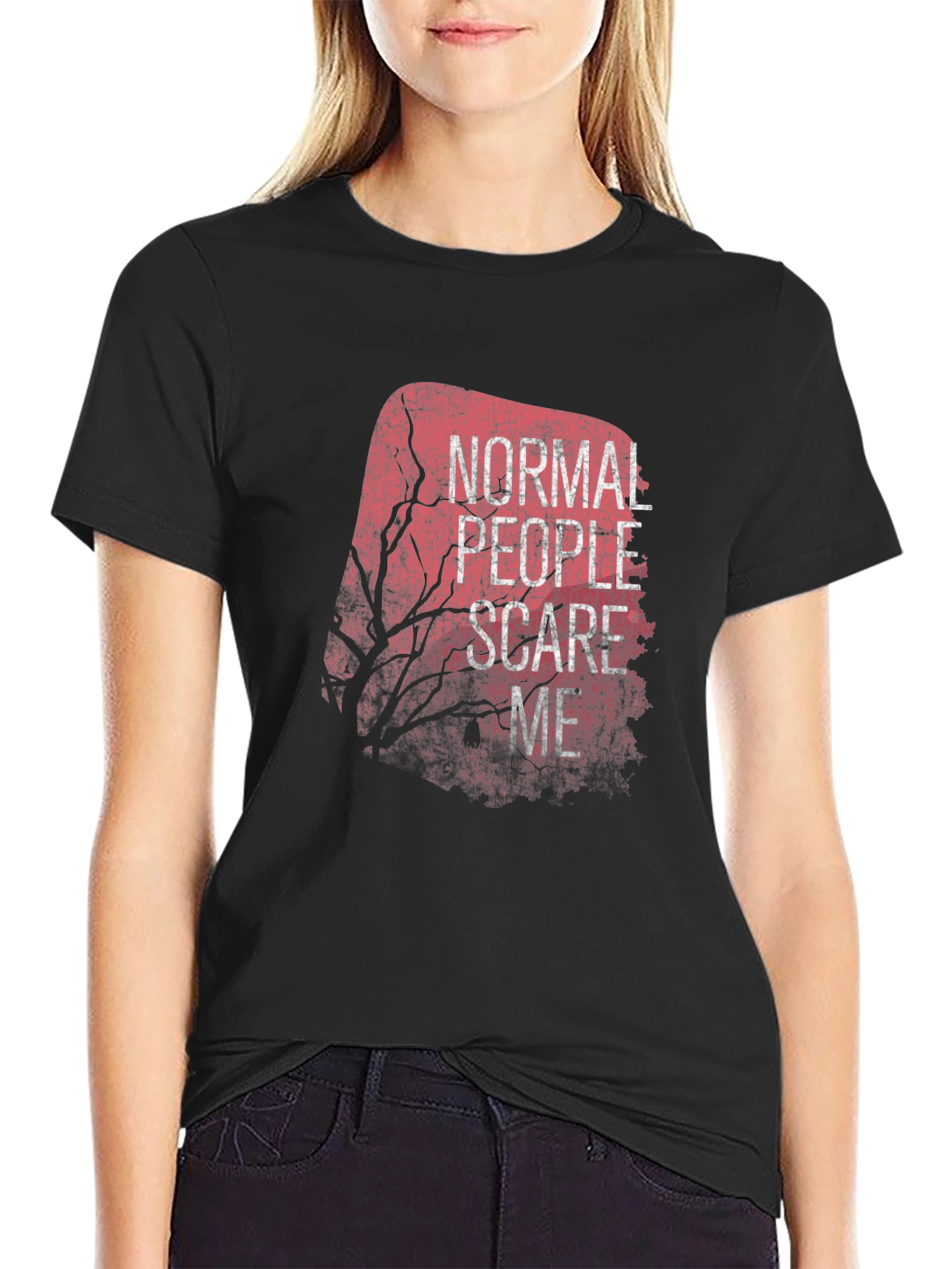 Normal People Scare Me Black Tee